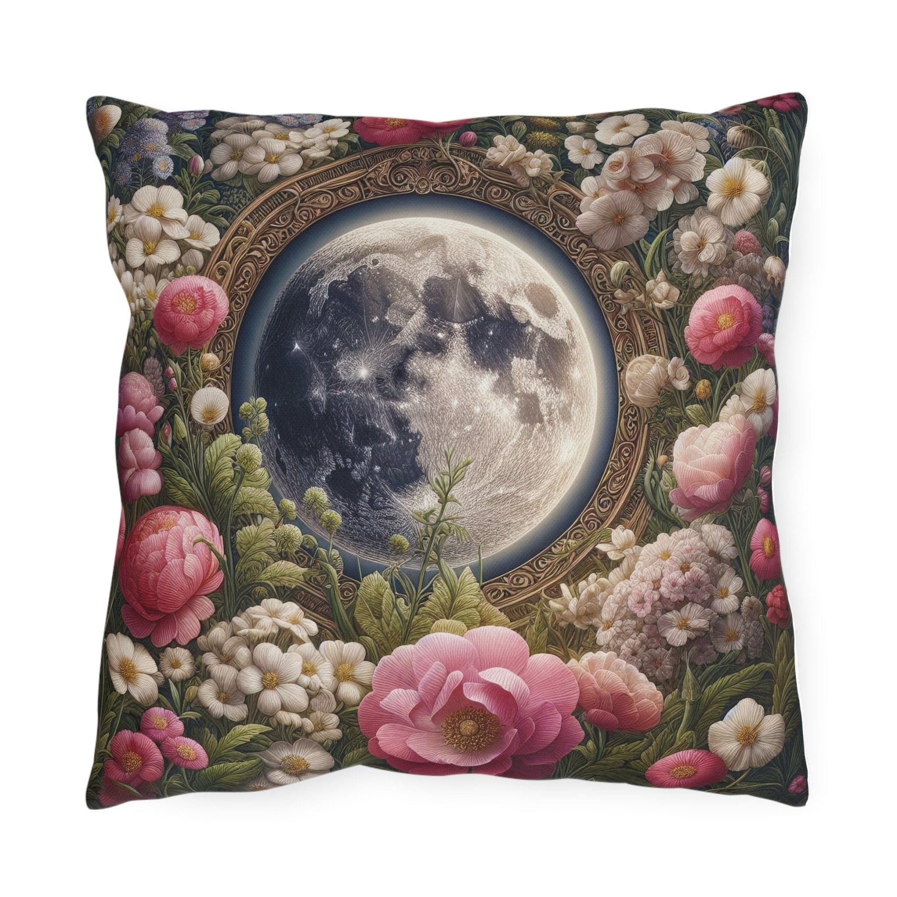 Moon & Flowers Outdoor Pillow, Qty 1, (14) - Janlyn's Crafts