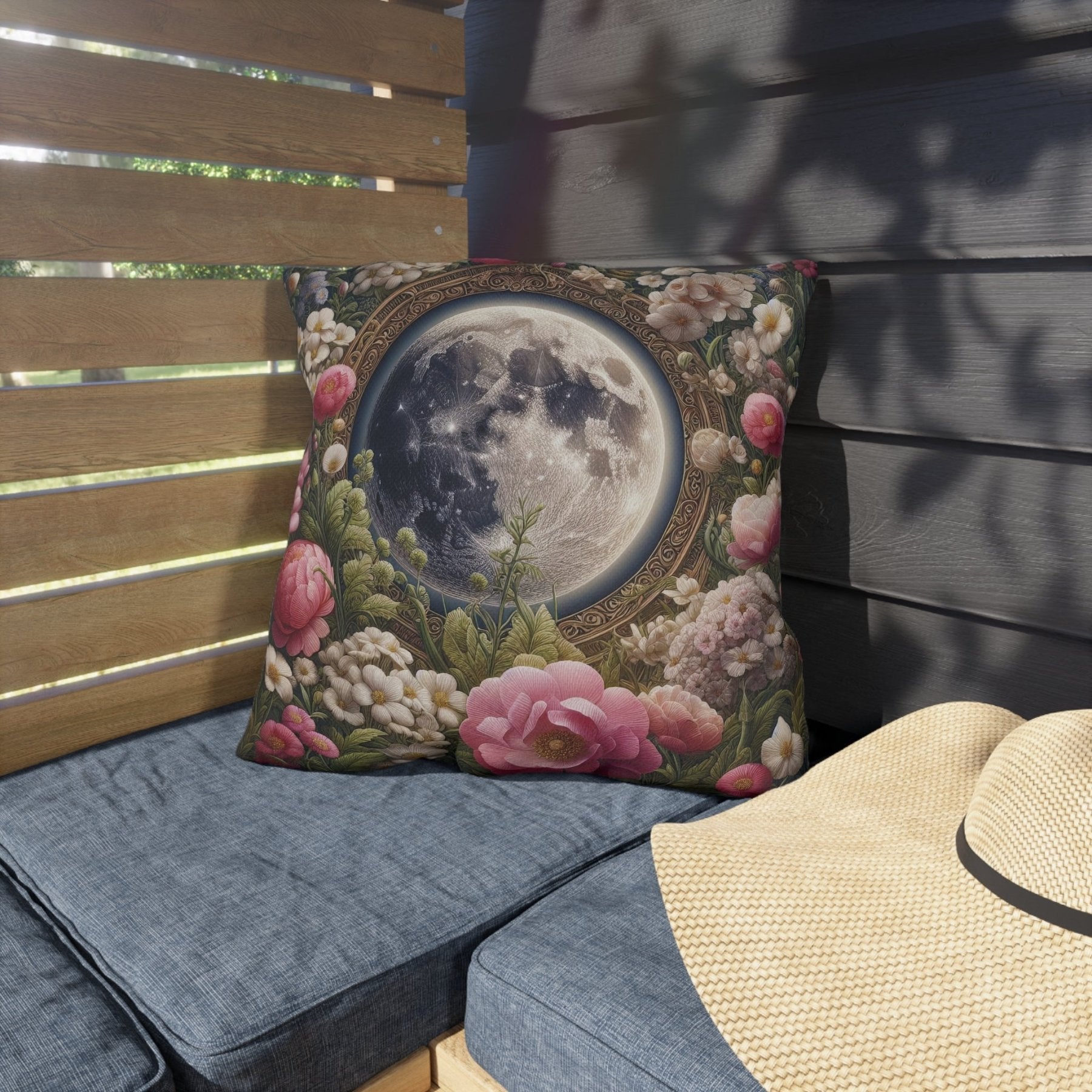 Moon & Flowers Outdoor Pillow, Qty 1, (14) - Janlyn's Crafts