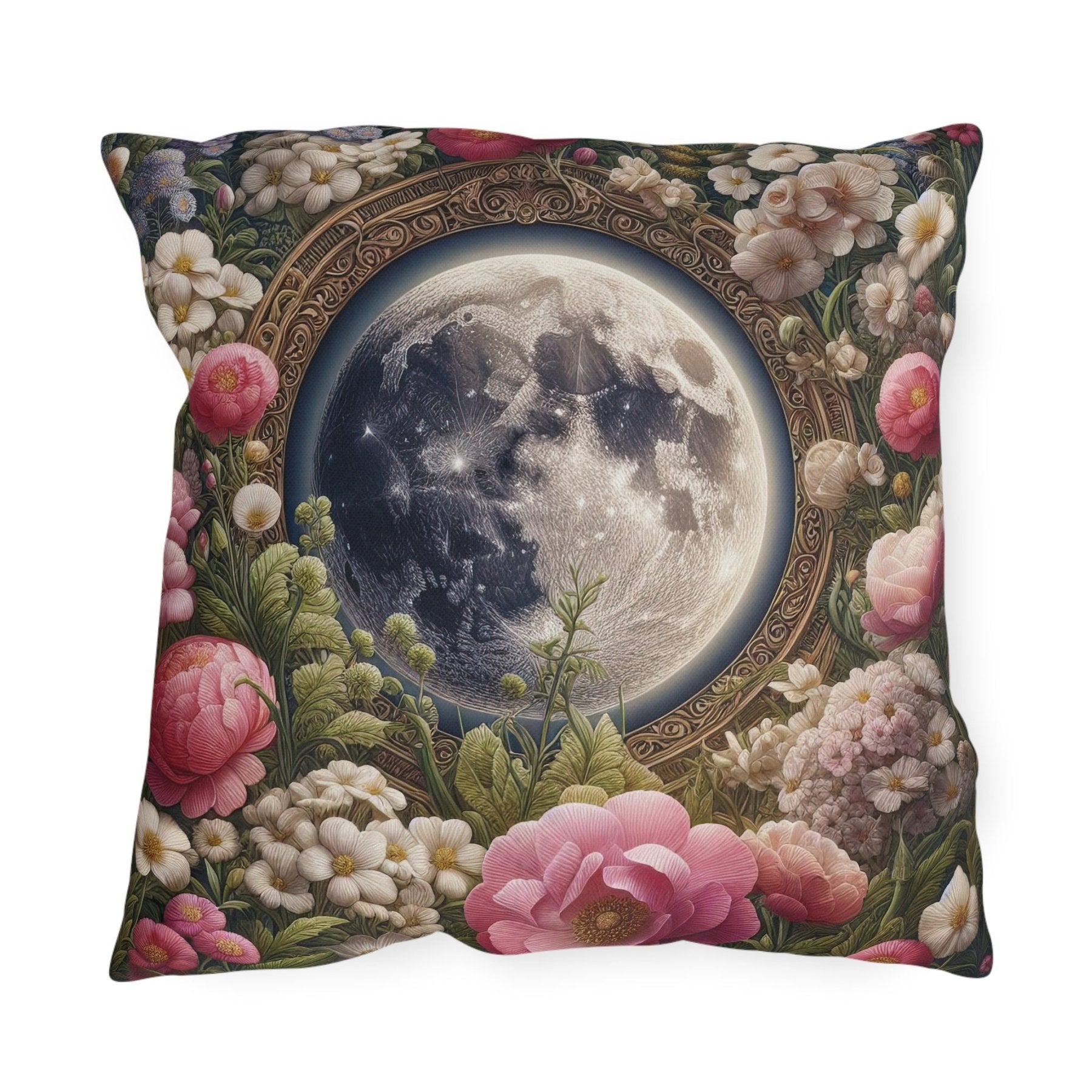 Moon & Flowers Outdoor Pillow, Qty 1, (14) - Janlyn's Crafts