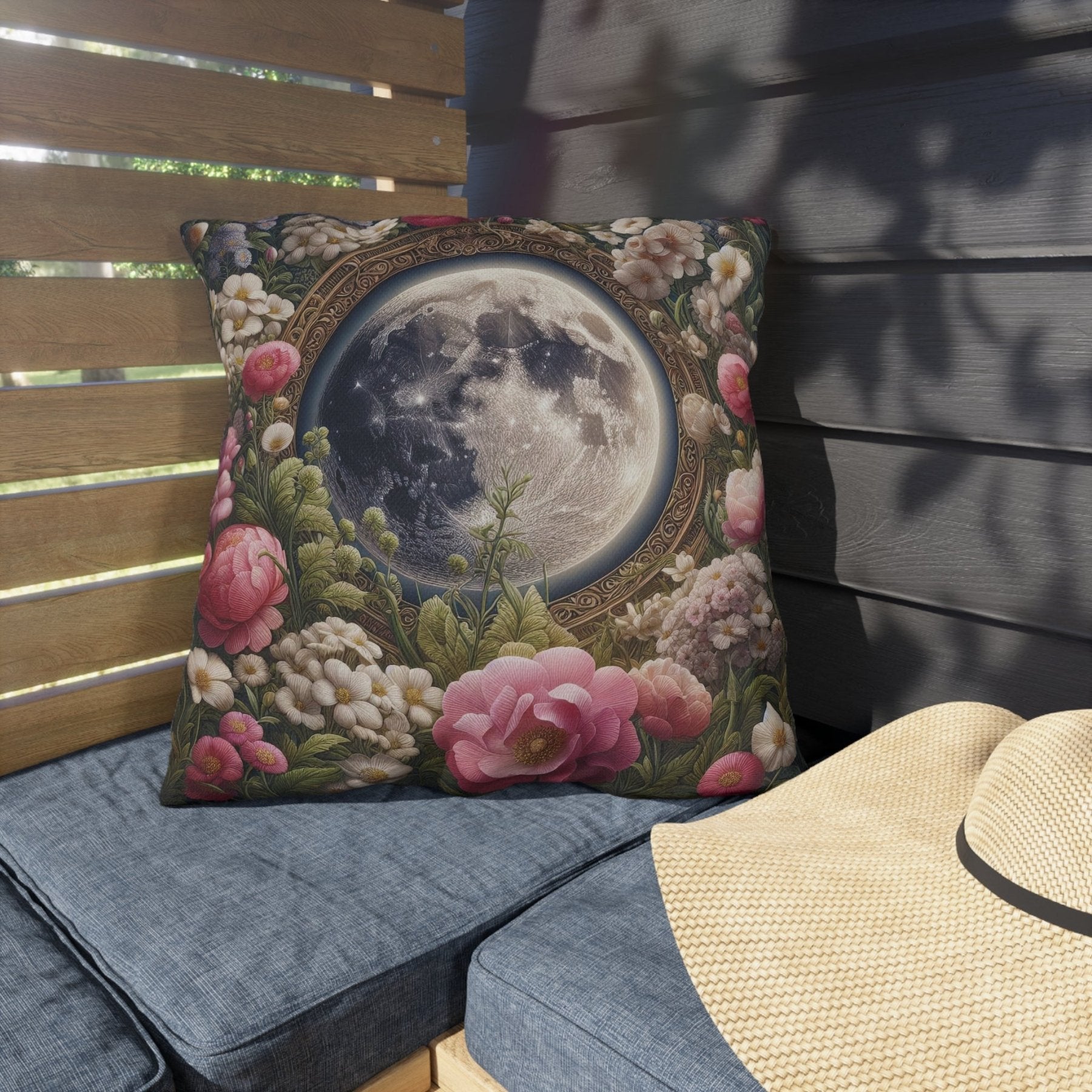 Moon & Flowers Outdoor Pillow, Qty 1, (14) - Janlyn's Crafts