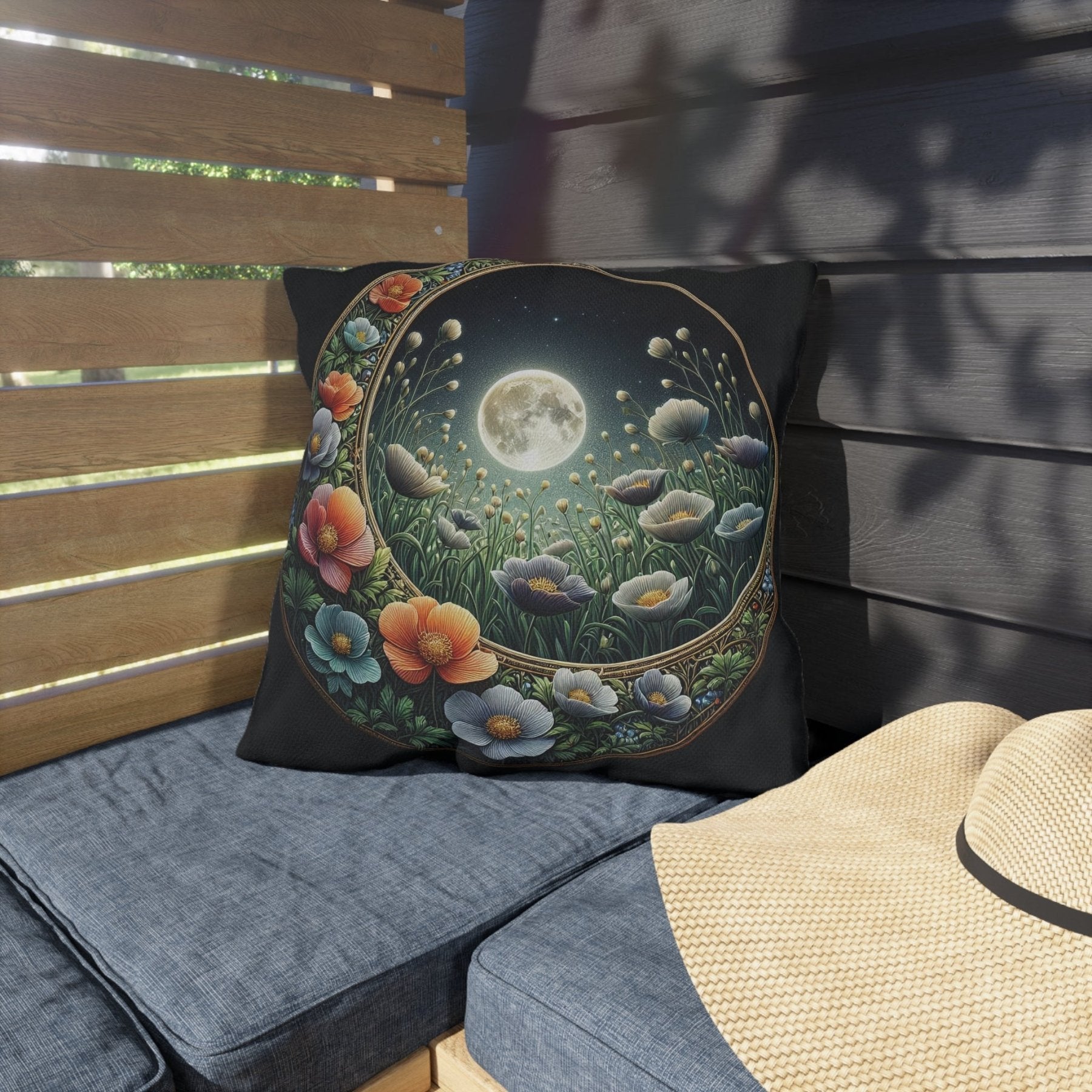 Moon & Flowers Outdoor Pillow, Qty 1, (16) - Janlyn's Crafts