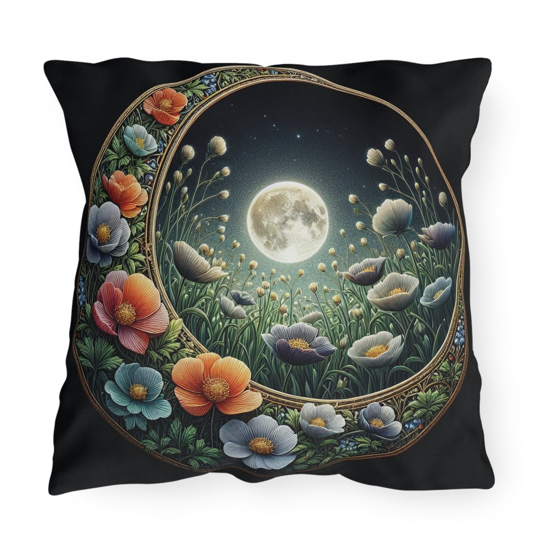 Moon & Flowers Outdoor Pillow, Qty 1, (16) - Janlyn's Crafts