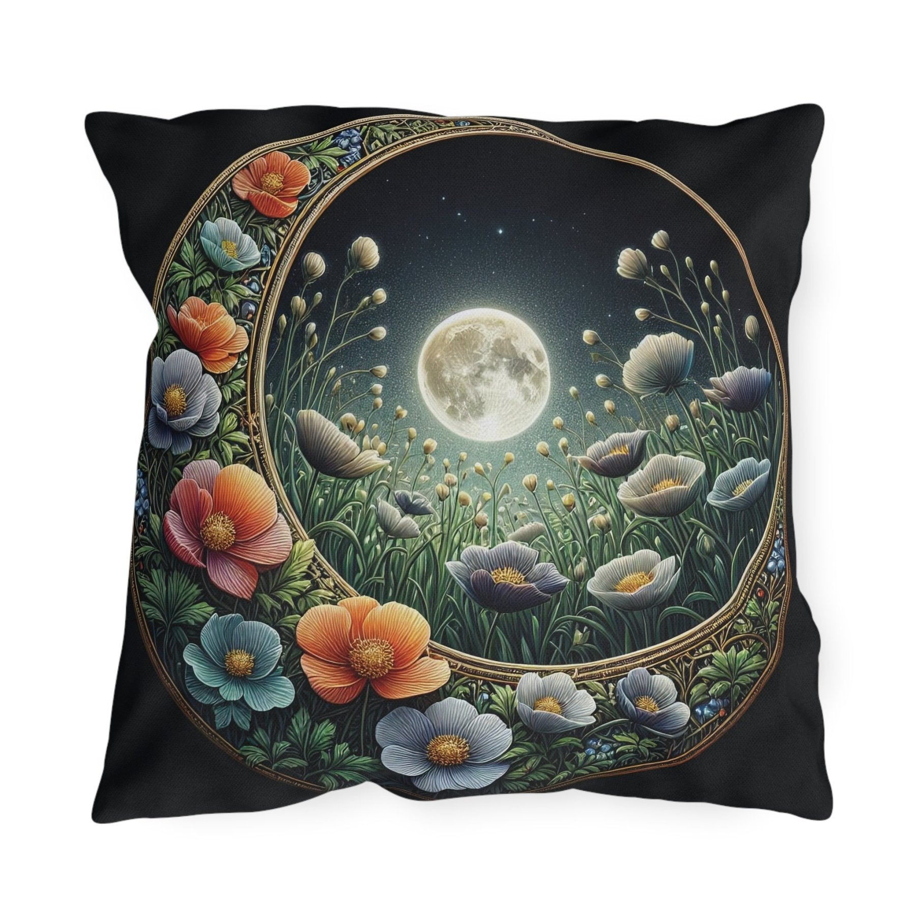 Moon & Flowers Outdoor Pillow, Qty 1, (16) - Janlyn's Crafts