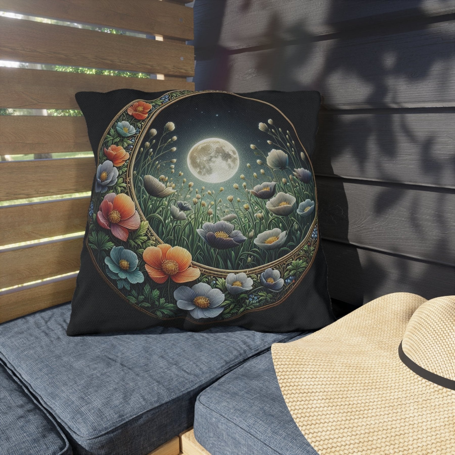 Moon & Flowers Outdoor Pillow, Qty 1, (16) - Janlyn's Crafts