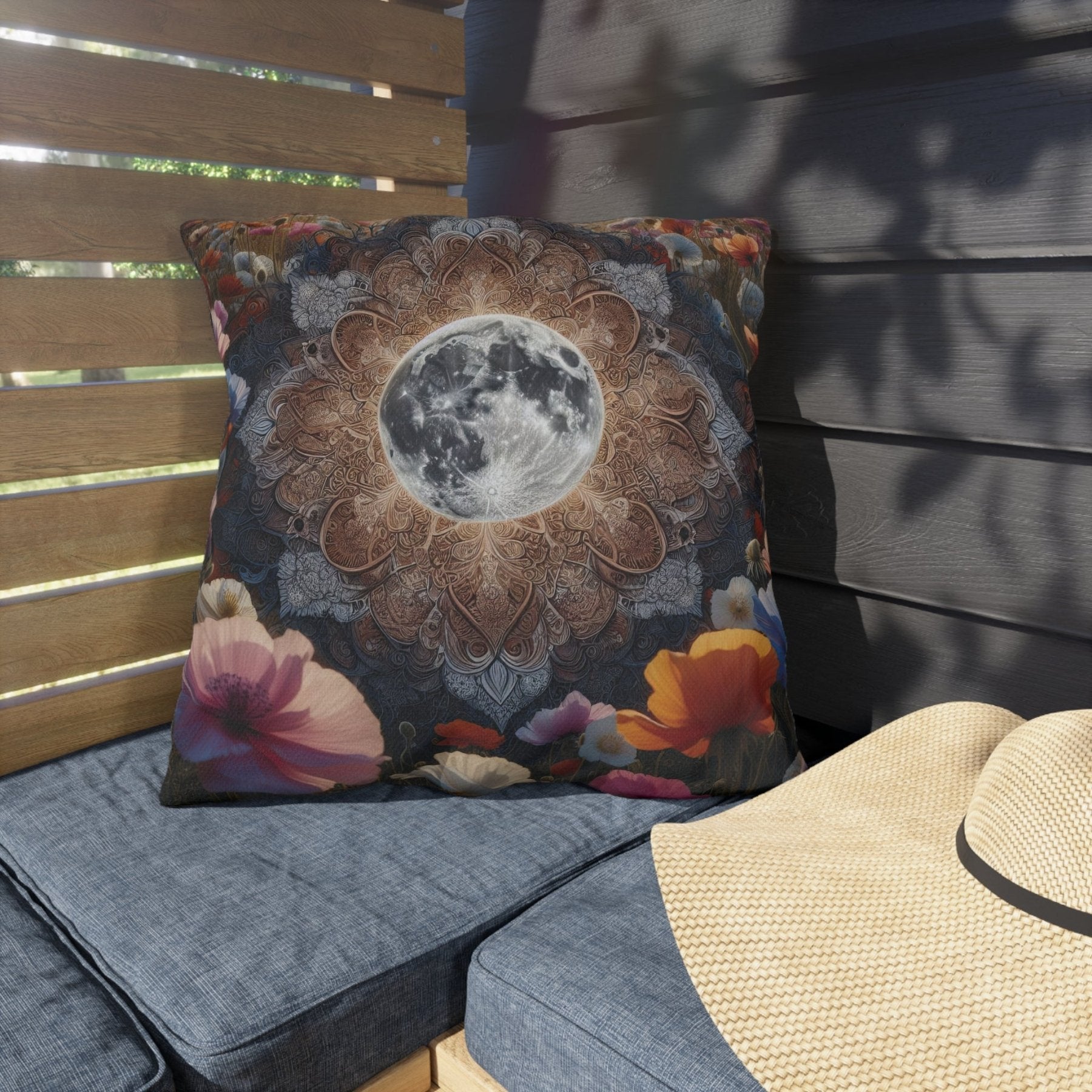 Moon & Flowers Outdoor Pillow, Qty 1, (18) - Janlyn's Crafts