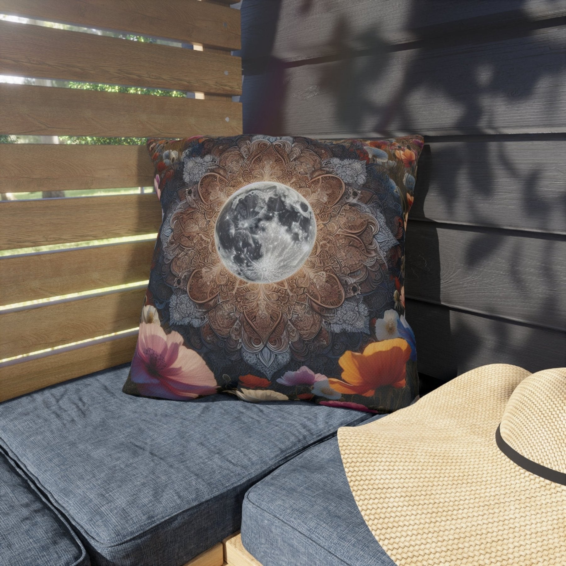 Moon & Flowers Outdoor Pillow, Qty 1, (18) - Janlyn's Crafts