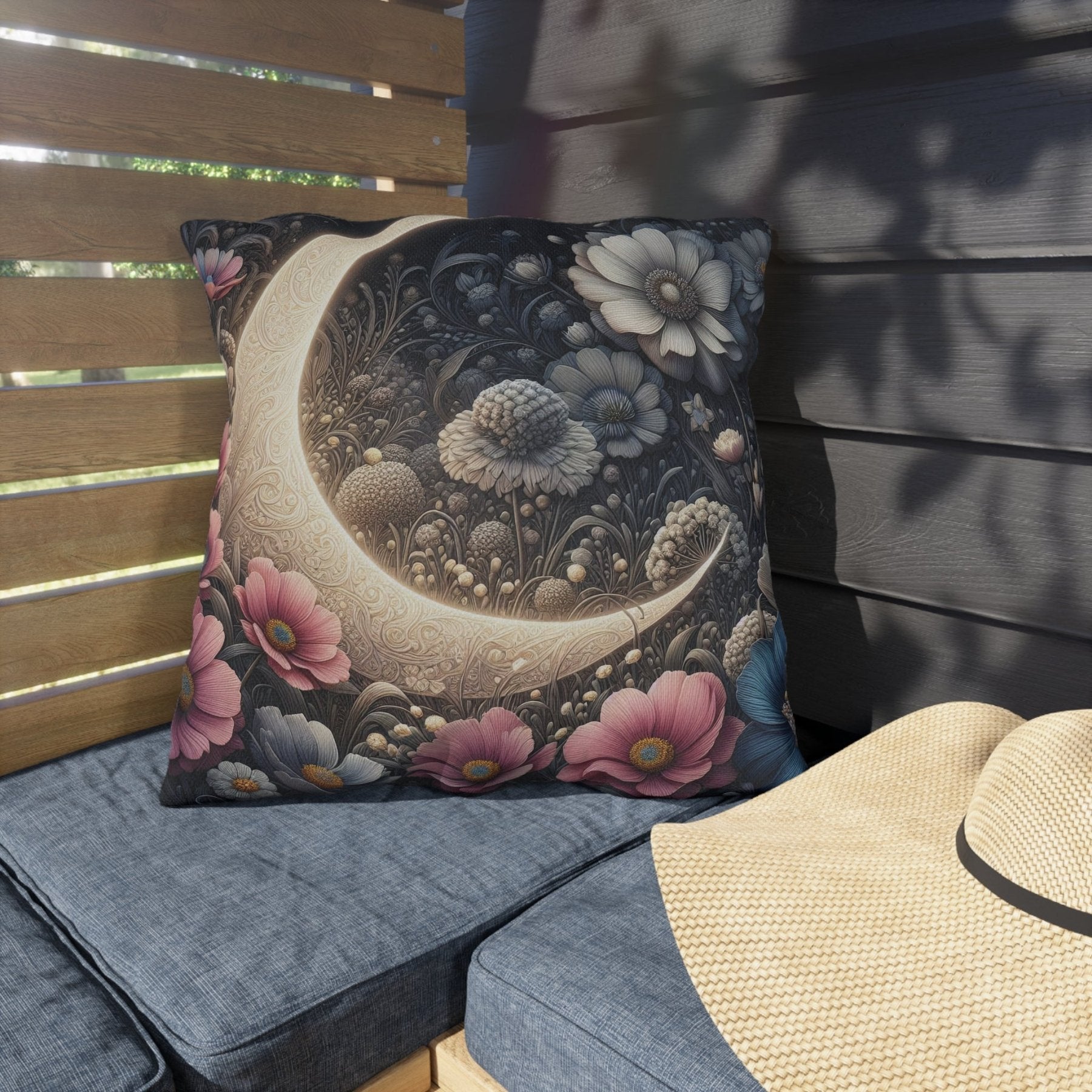 Moon & Flowers Outdoor Pillow, Qty 1, (19) - Janlyn's Crafts