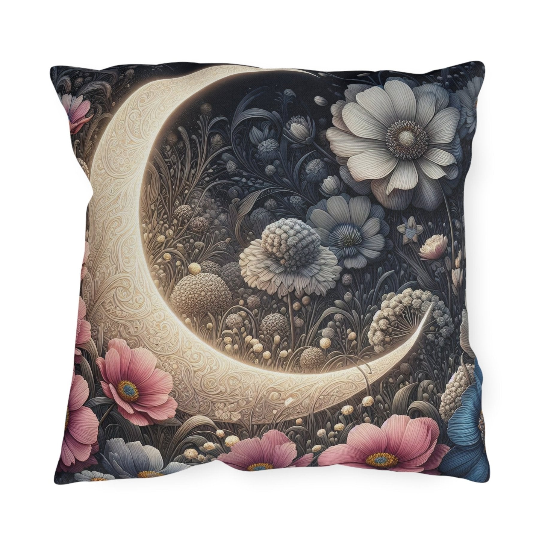 Moon & Flowers Outdoor Pillow, Qty 1, (19) - Janlyn's Crafts