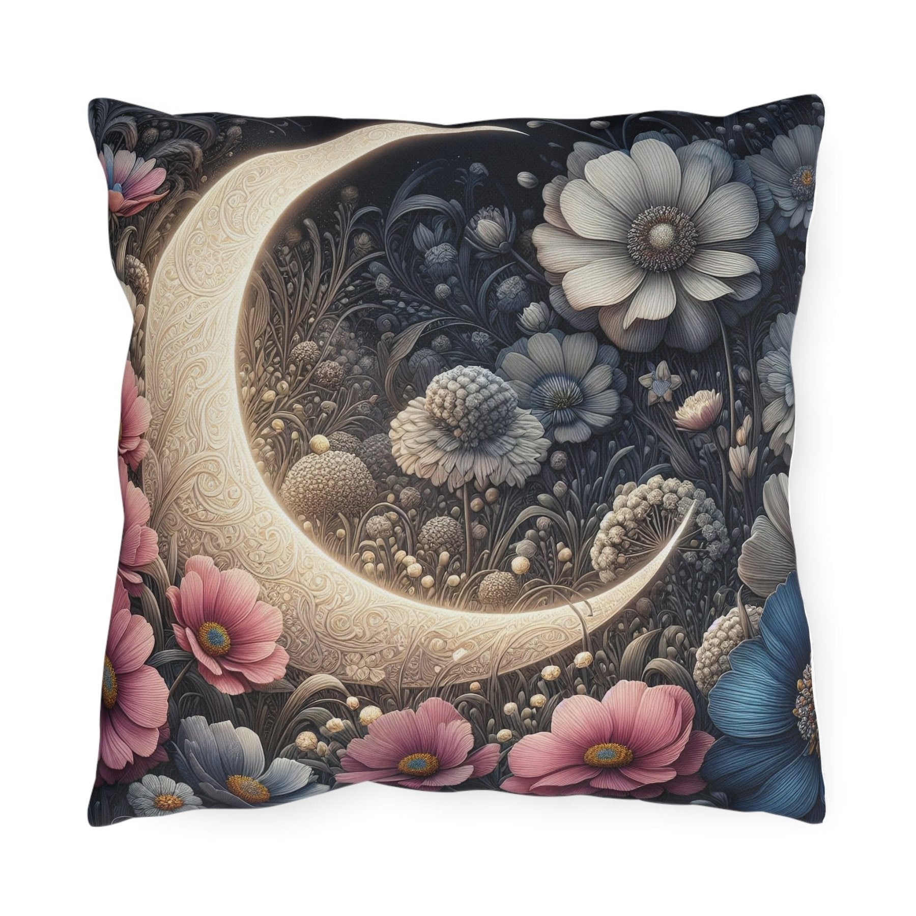 Moon & Flowers Outdoor Pillow, Qty 1, (19) - Janlyn's Crafts