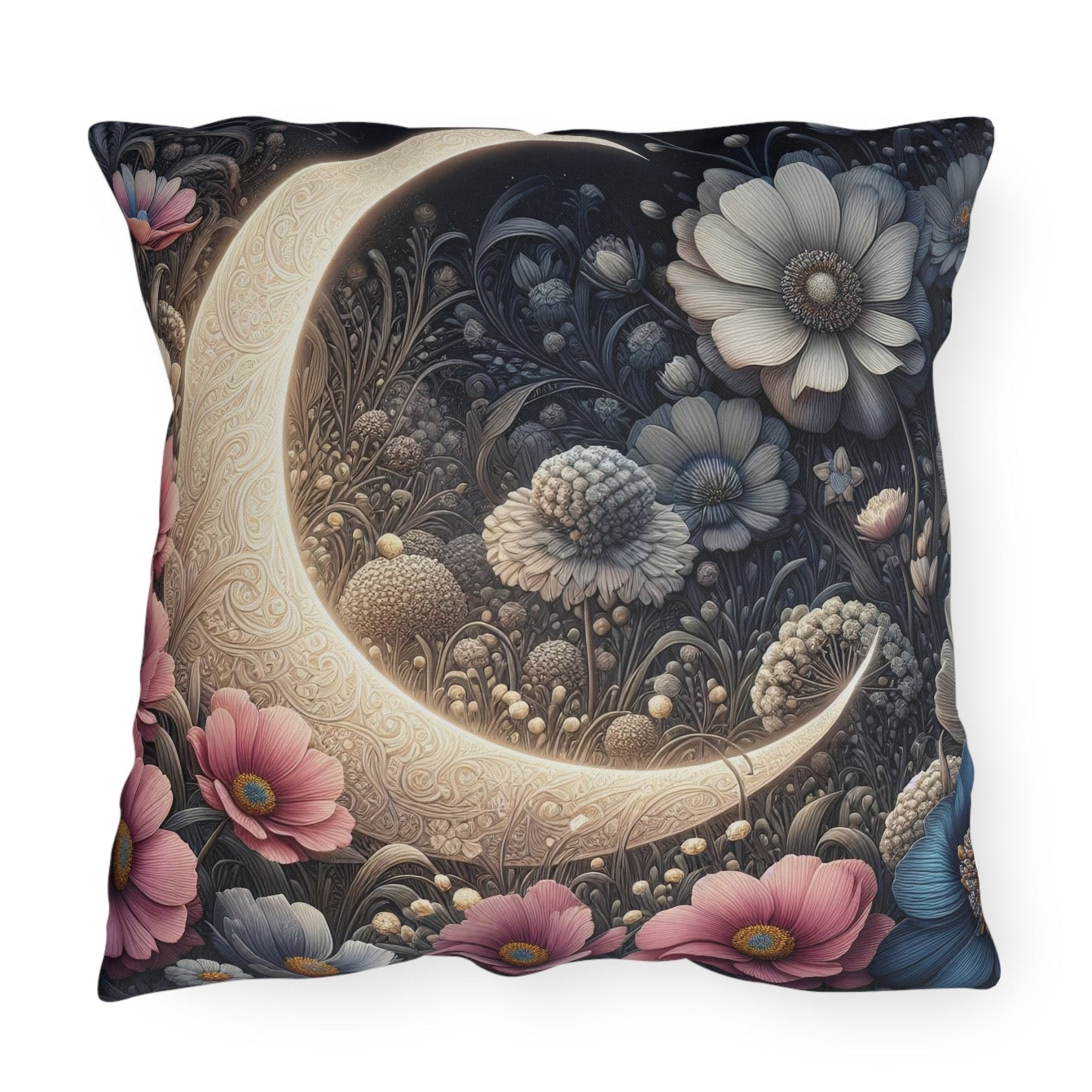 Moon & Flowers Outdoor Pillow, Qty 1, (19) - Janlyn's Crafts