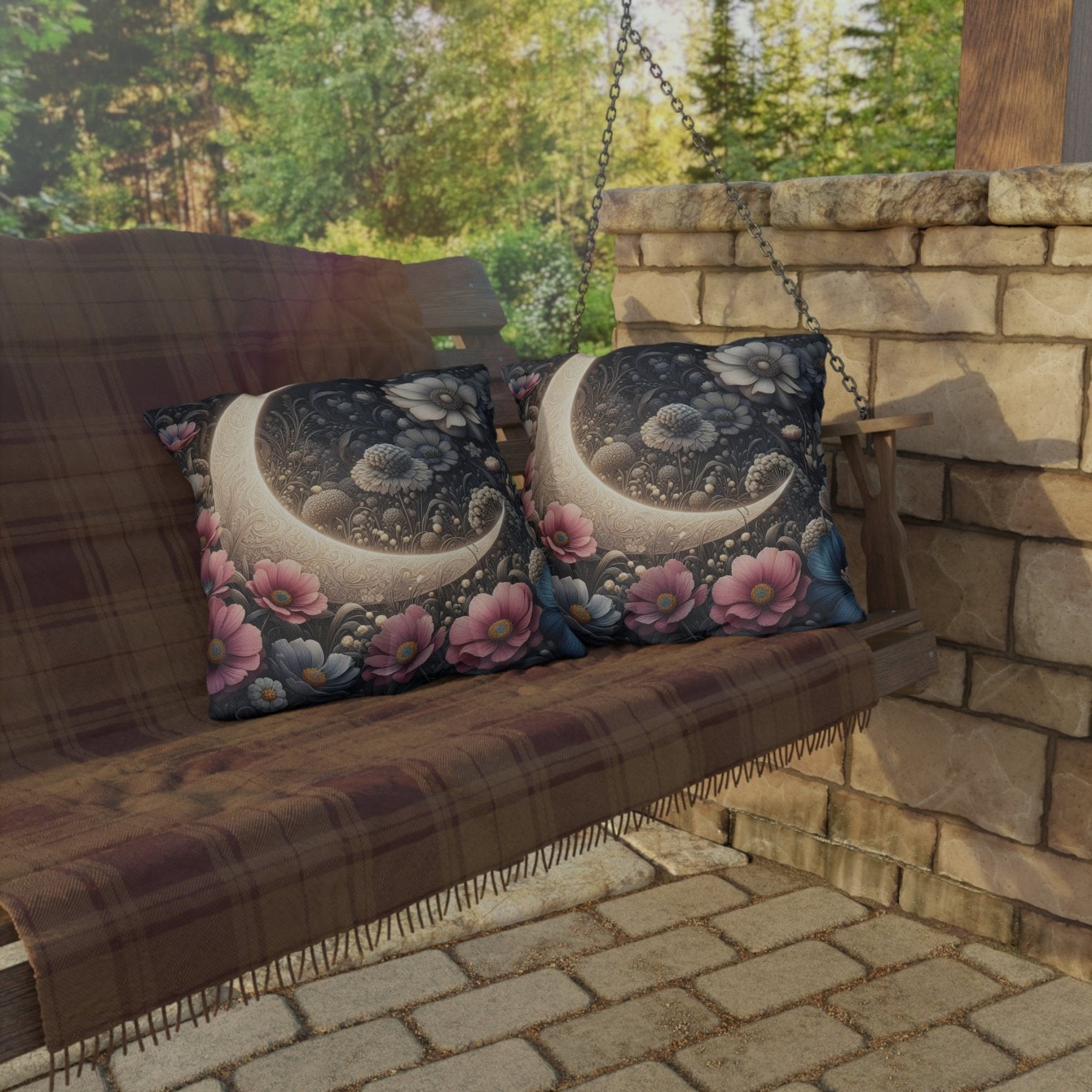 Moon & Flowers Outdoor Pillow, Qty 1, (19) - Janlyn's Crafts