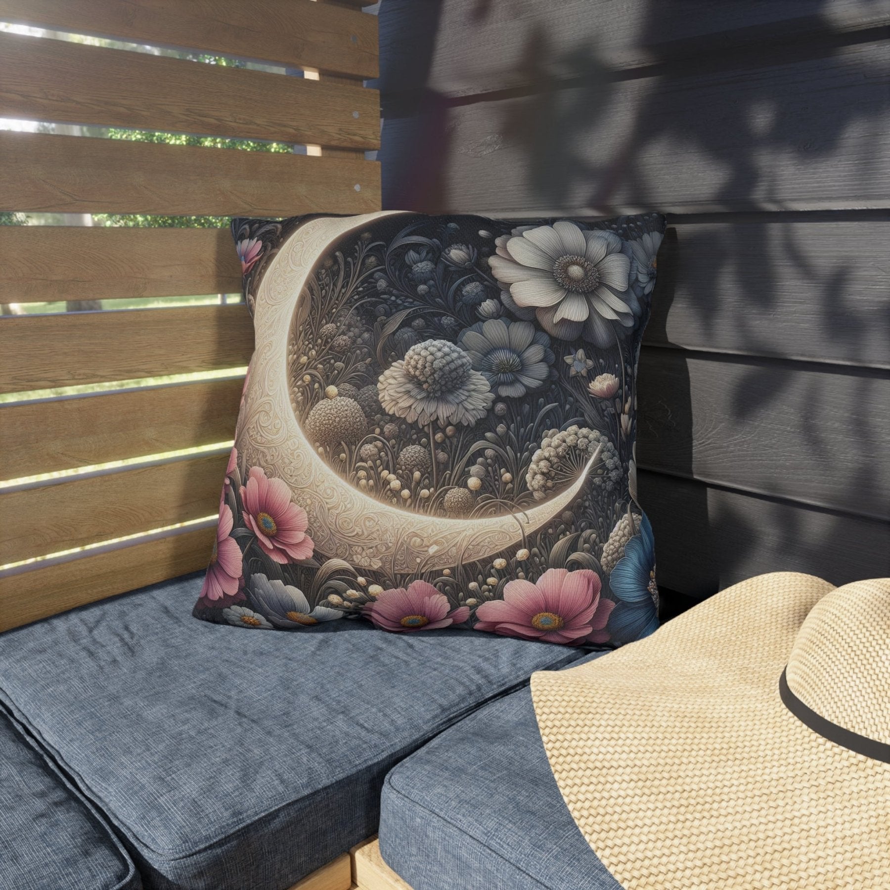 Moon & Flowers Outdoor Pillow, Qty 1, (19) - Janlyn's Crafts