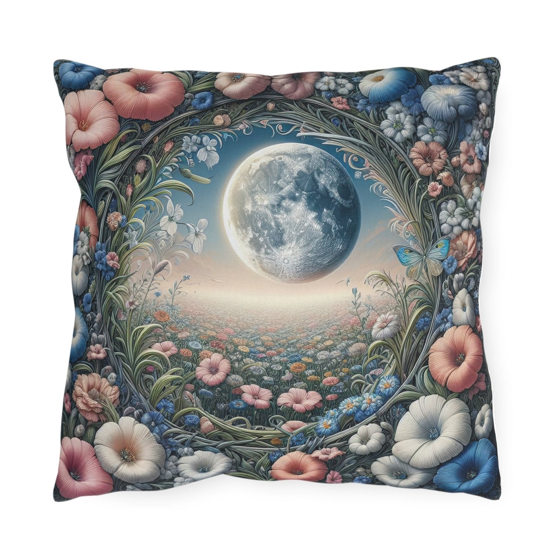 Moon & Flowers Outdoor Pillow, Qty 1, (2) - Janlyn's Crafts