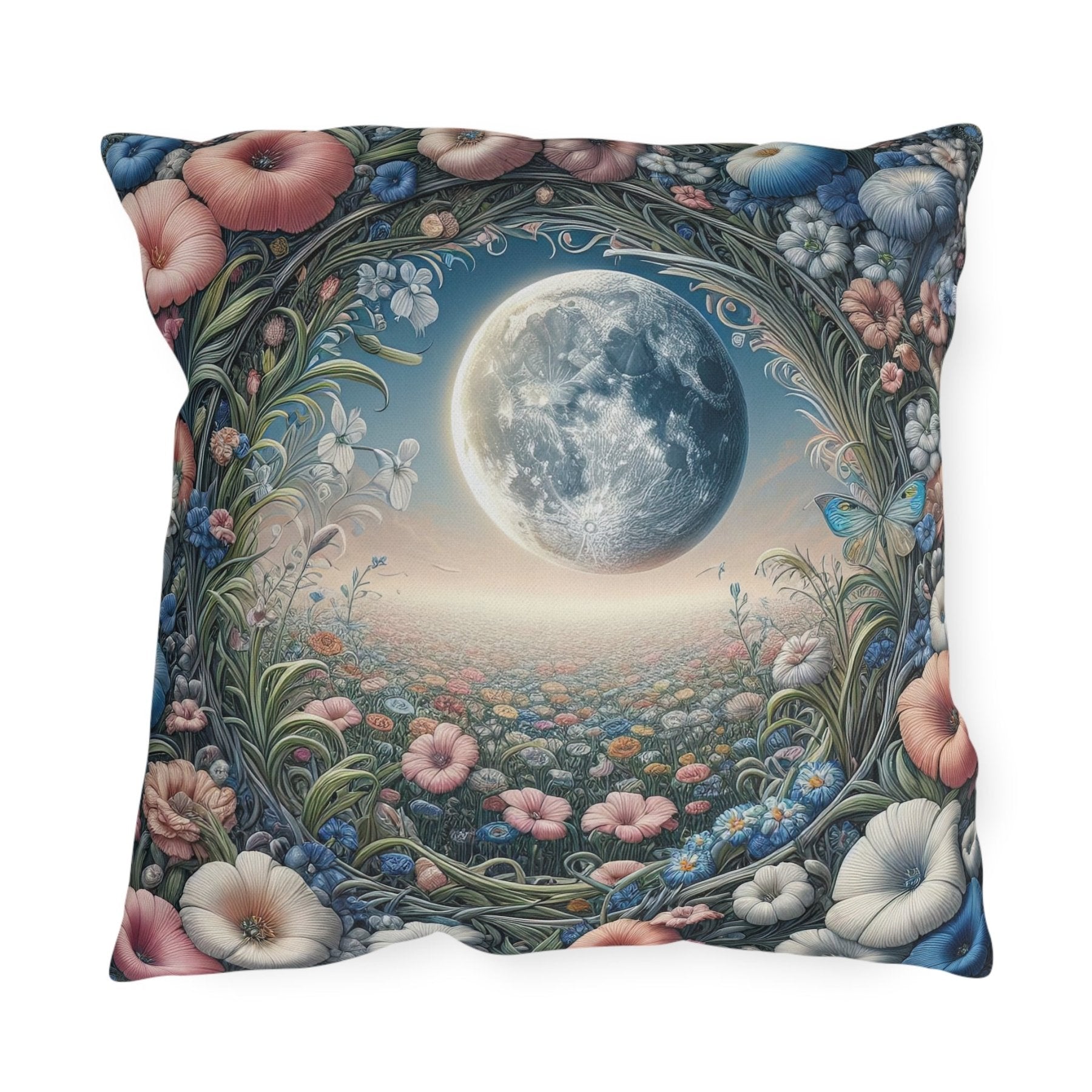 Moon & Flowers Outdoor Pillow, Qty 1, (2) - Janlyn's Crafts