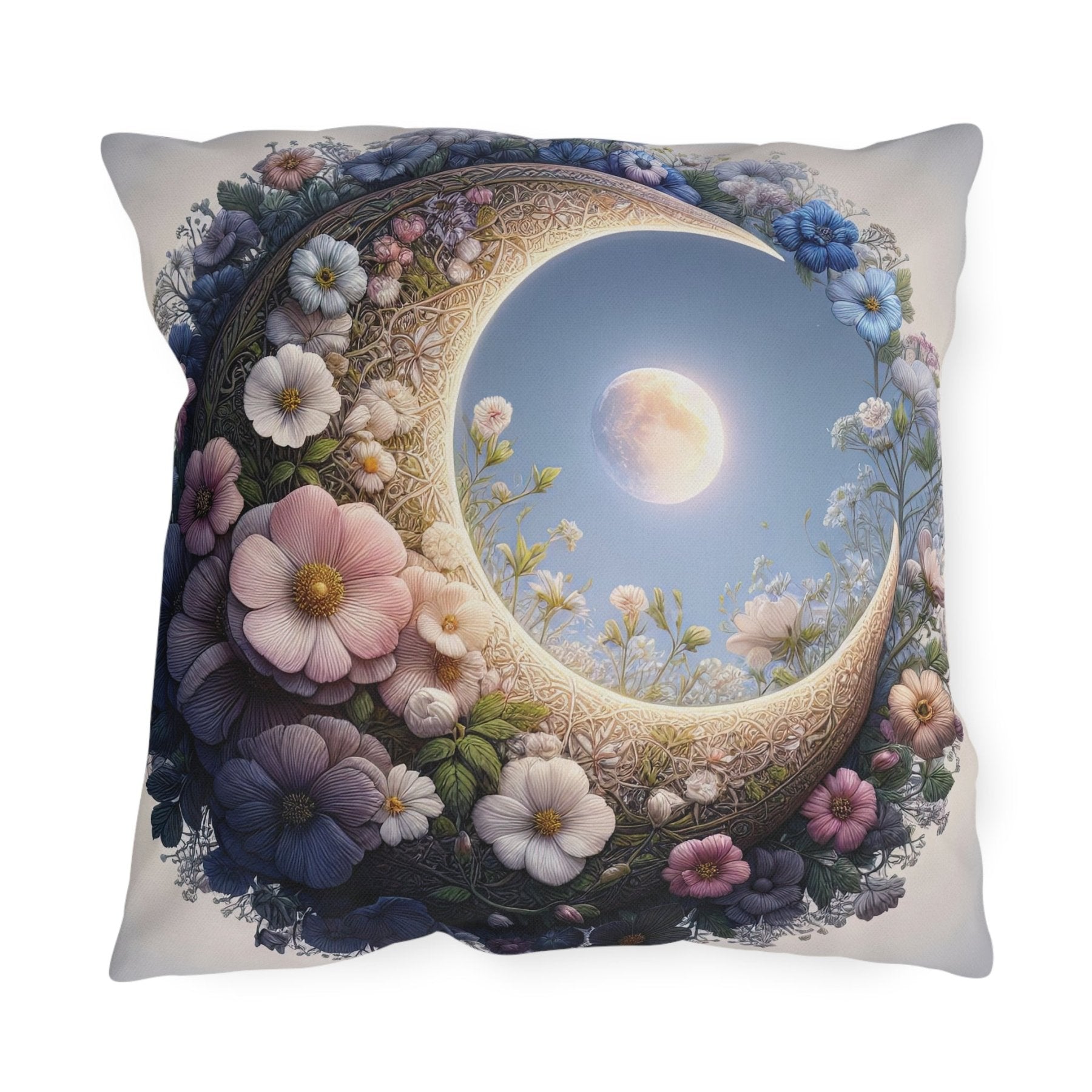 Moon & Flowers Outdoor Pillow, Qty 1, (20) - Janlyn's Crafts