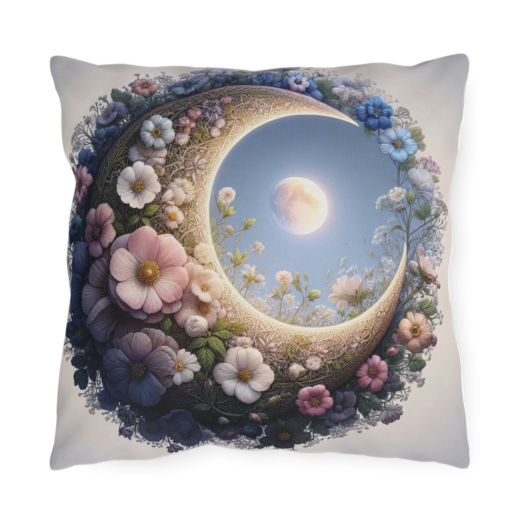 Moon & Flowers Outdoor Pillow, Qty 1, (20) - Janlyn's Crafts