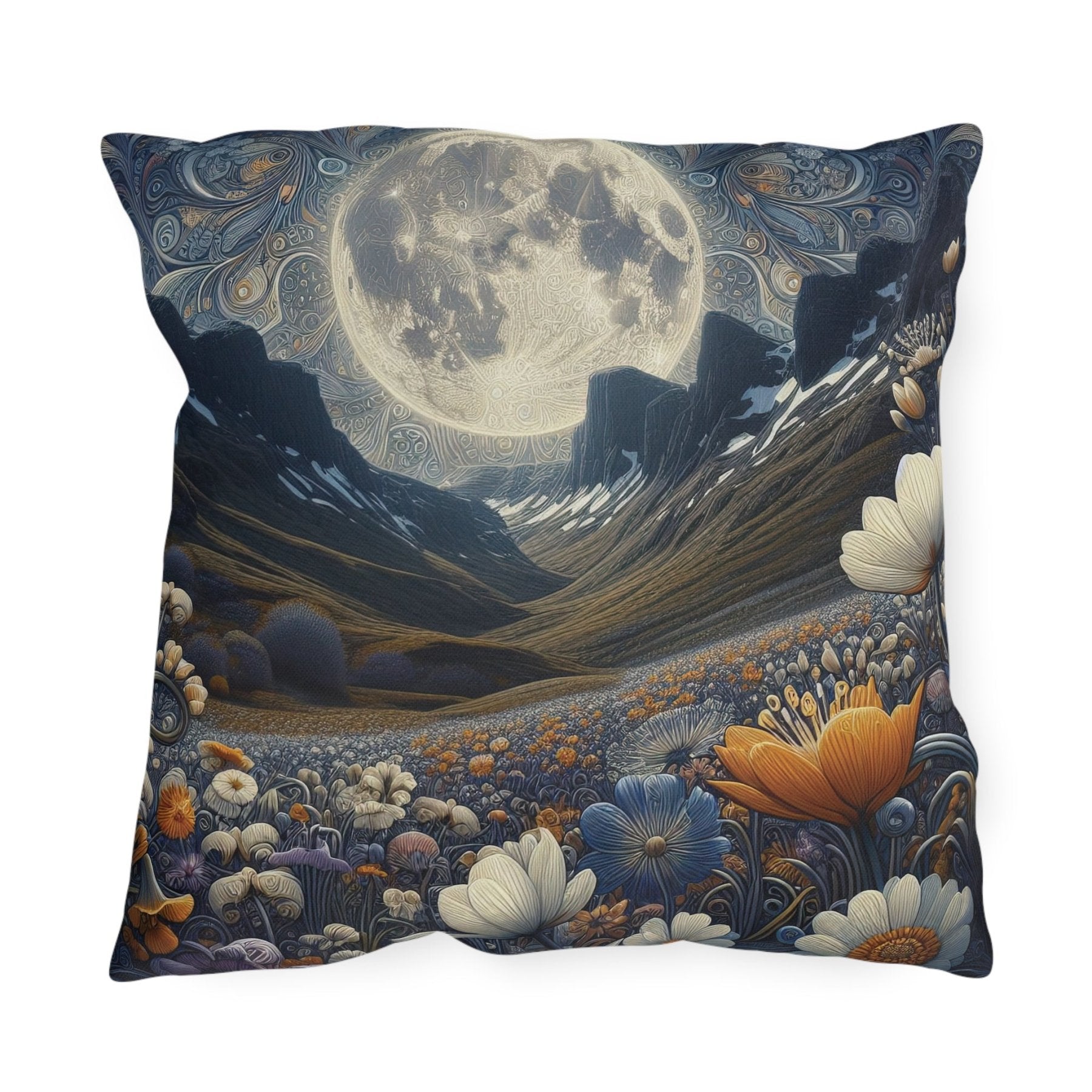 Moon & Flowers Outdoor Pillow, Qty 1, (6) - Janlyn's Crafts