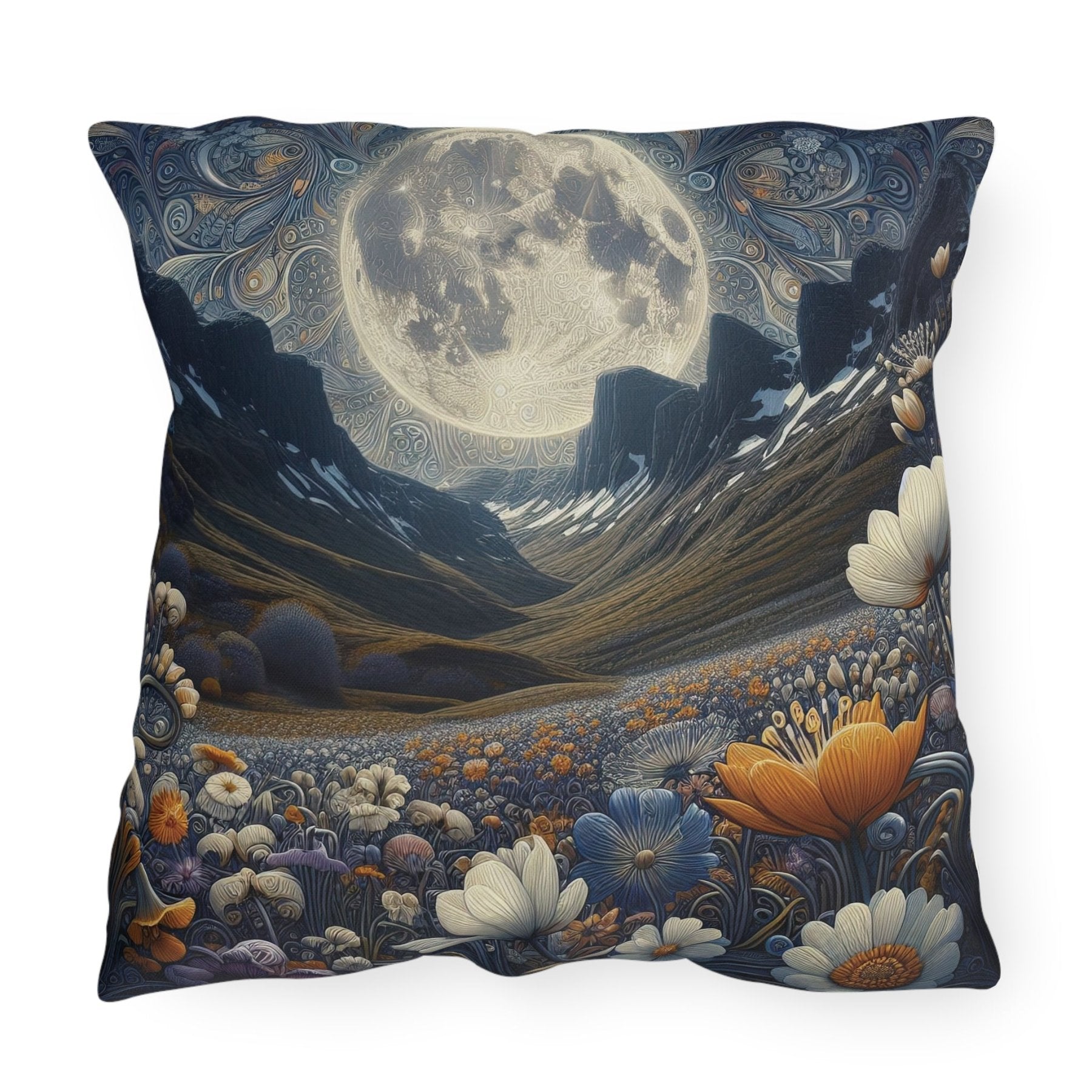 Moon & Flowers Outdoor Pillow, Qty 1, (6) - Janlyn's Crafts