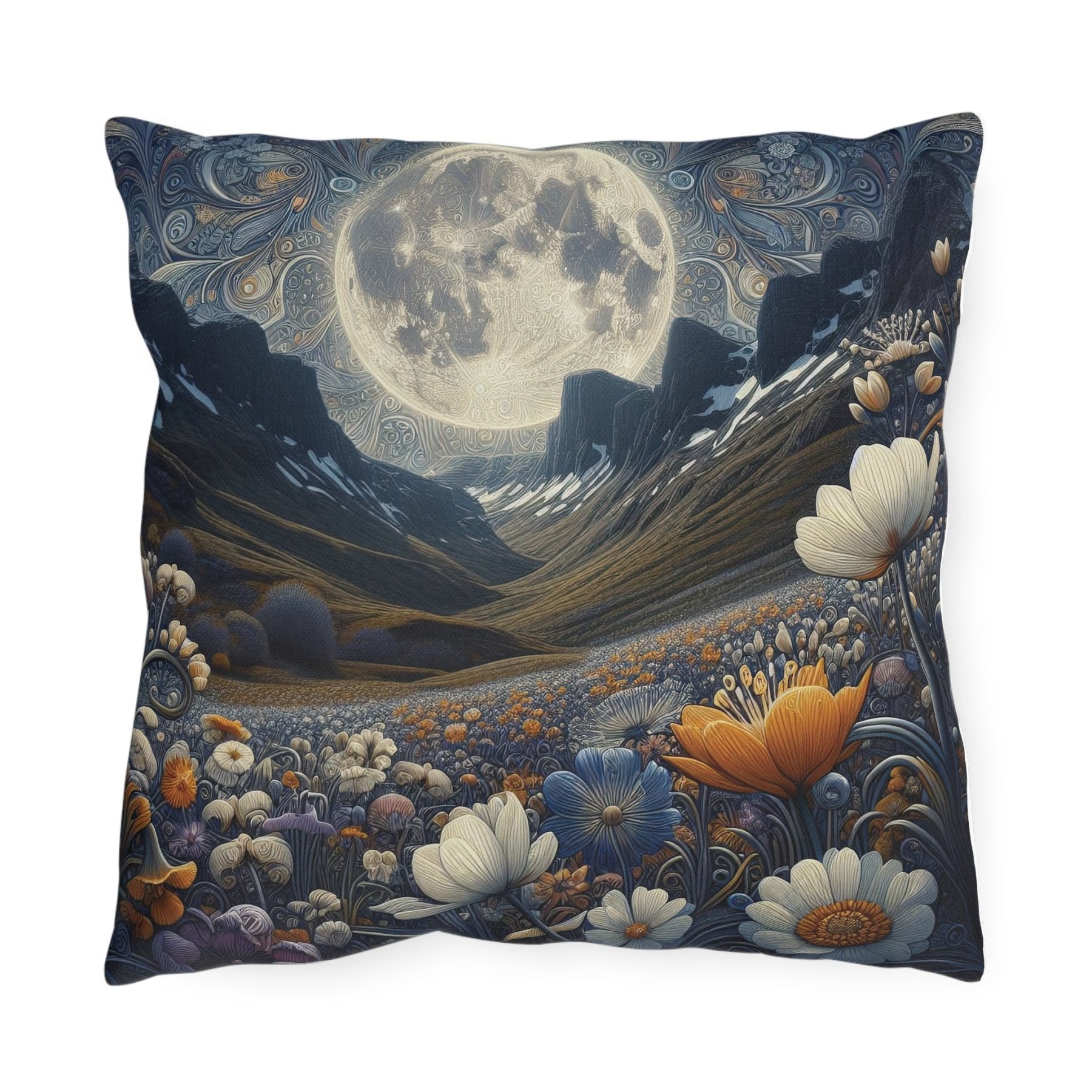 Moon & Flowers Outdoor Pillow, Qty 1, (6) - Janlyn's Crafts