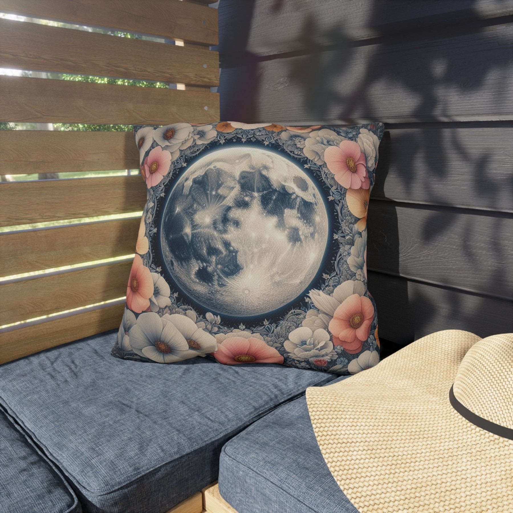 Moon & Flowers Outdoor Pillow, Qty 1, (7) - Janlyn's Crafts