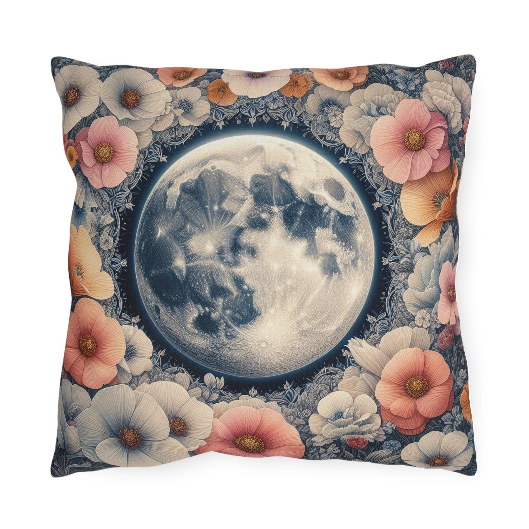 Moon & Flowers Outdoor Pillow, Qty 1, (7) - Janlyn's Crafts