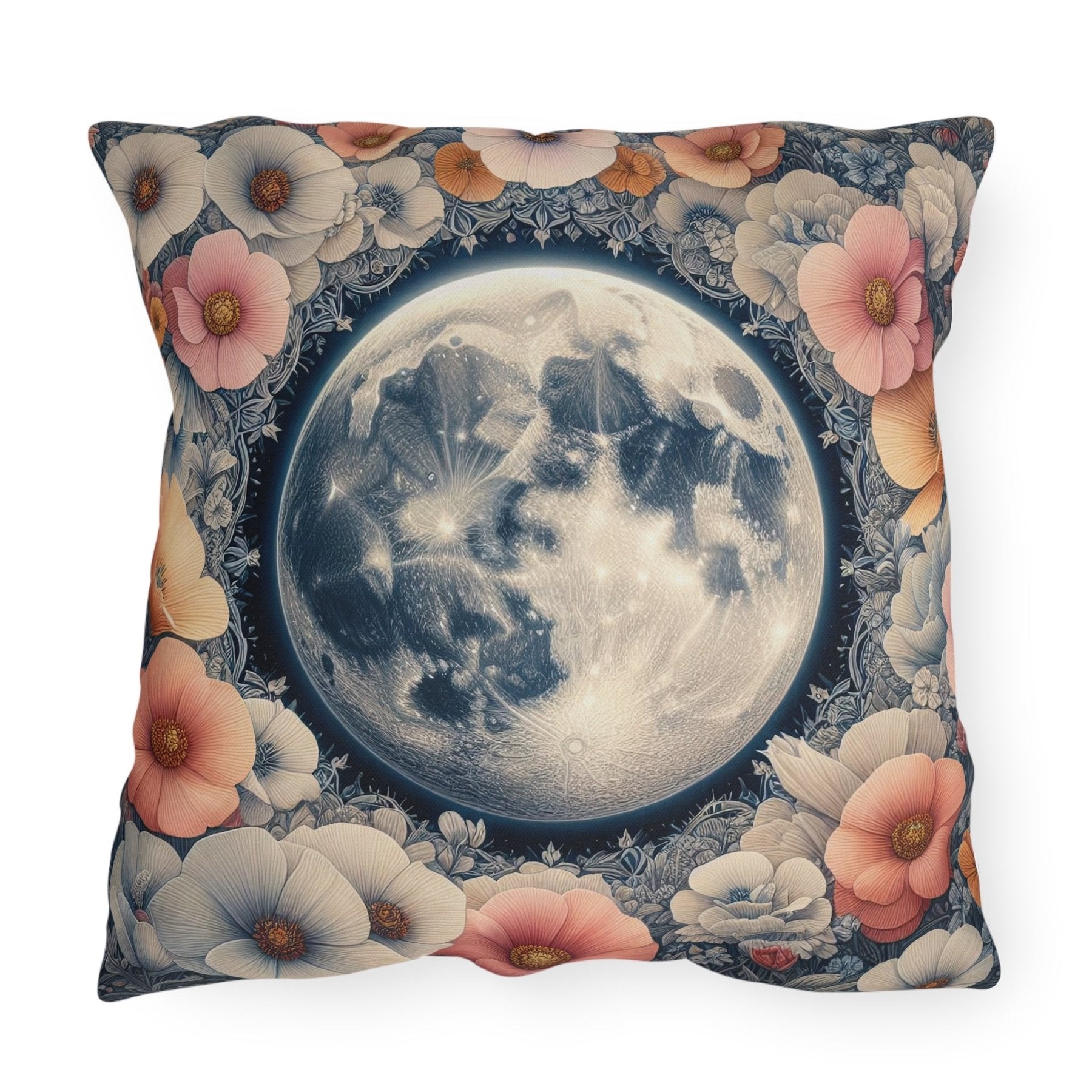 Moon & Flowers Outdoor Pillow, Qty 1, (7) - Janlyn's Crafts