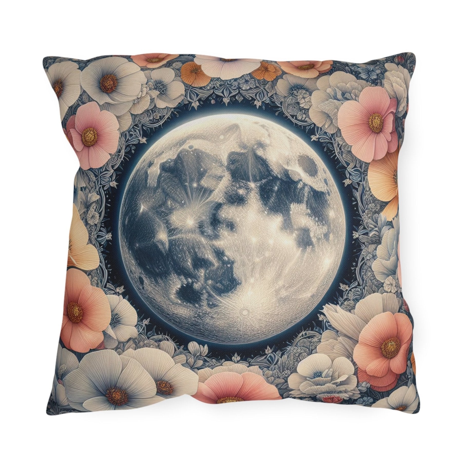 Moon & Flowers Outdoor Pillow, Qty 1, (7) - Janlyn's Crafts