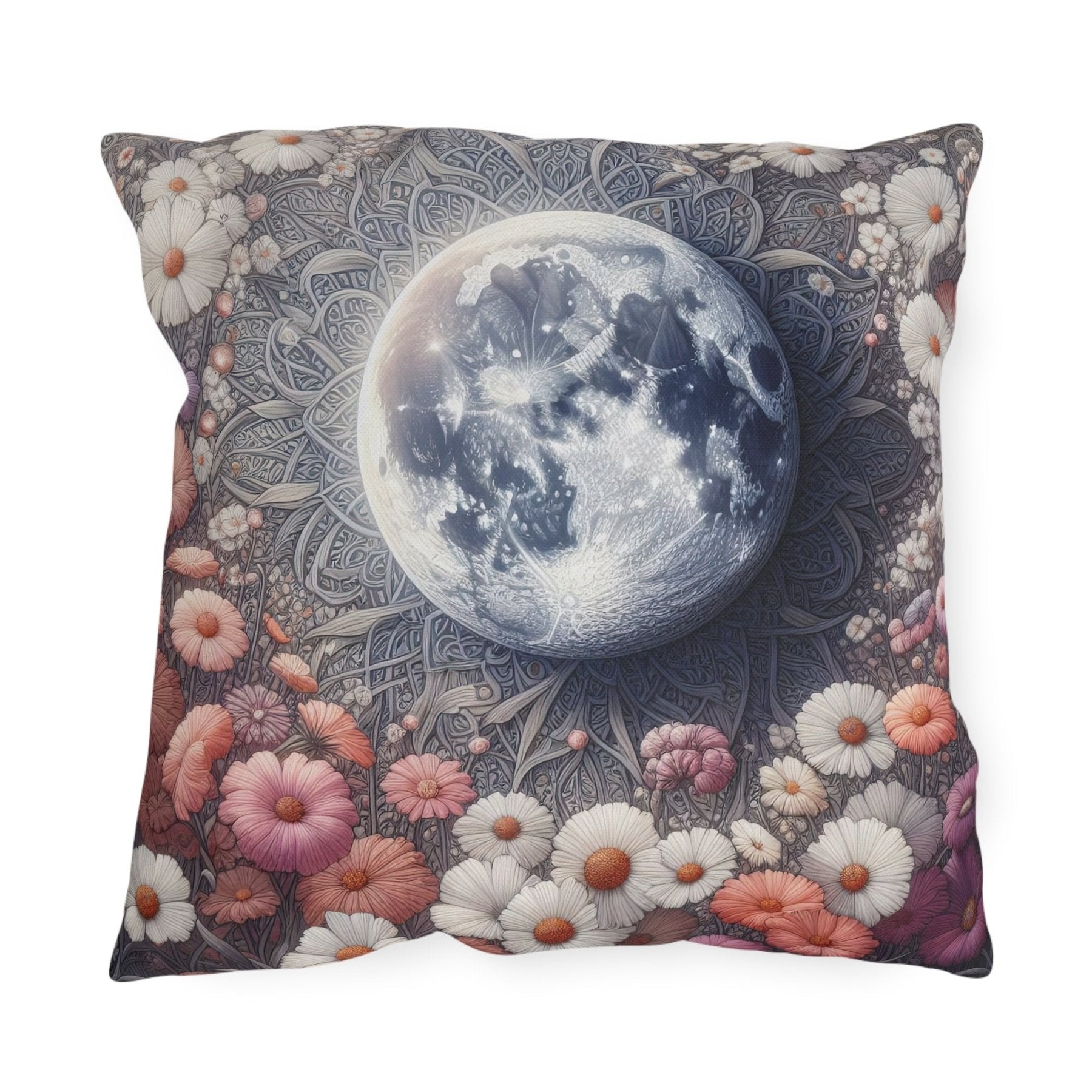 Moon & Flowers Outdoor Pillow, Qty 1, (8) - Janlyn's Crafts