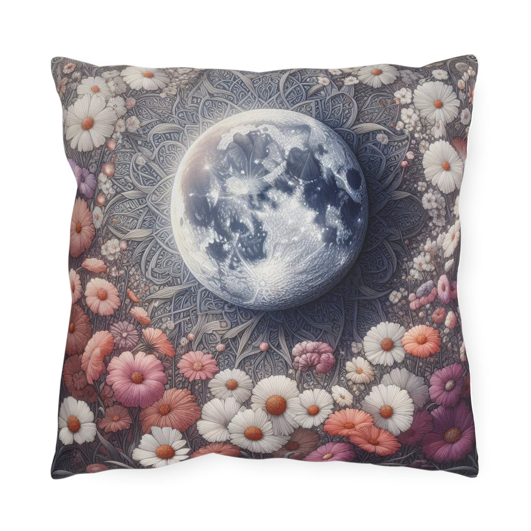 Moon & Flowers Outdoor Pillow, Qty 1, (8) - Janlyn's Crafts