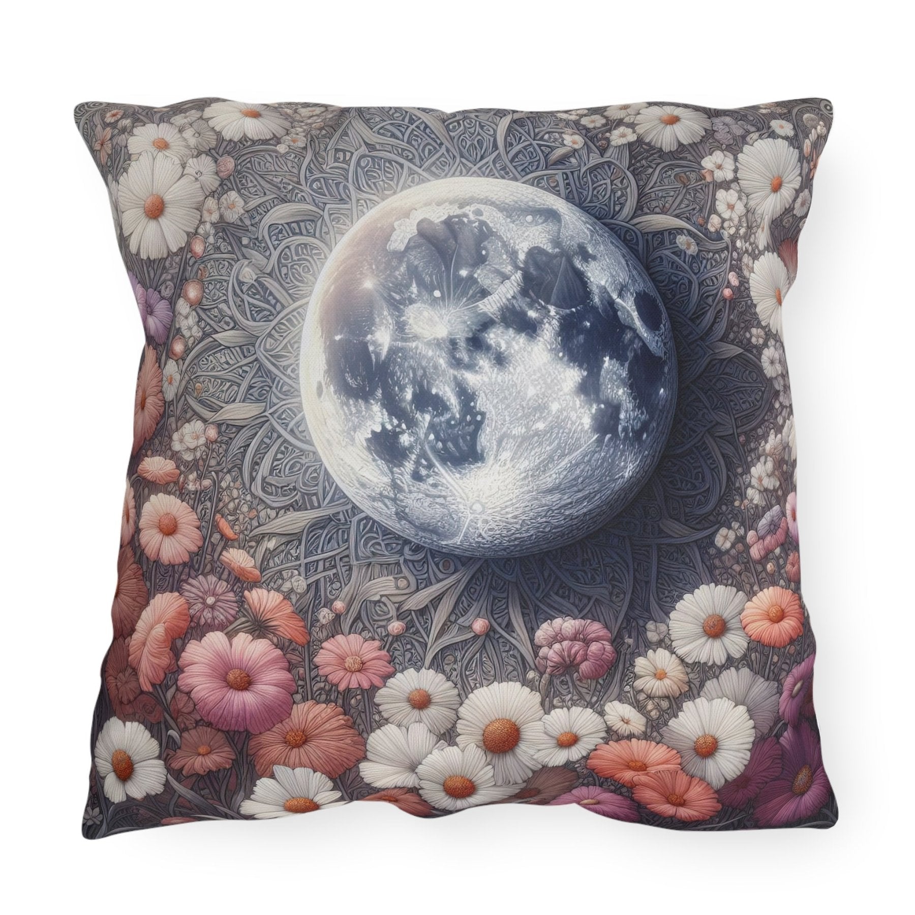 Moon & Flowers Outdoor Pillow, Qty 1, (8) - Janlyn's Crafts