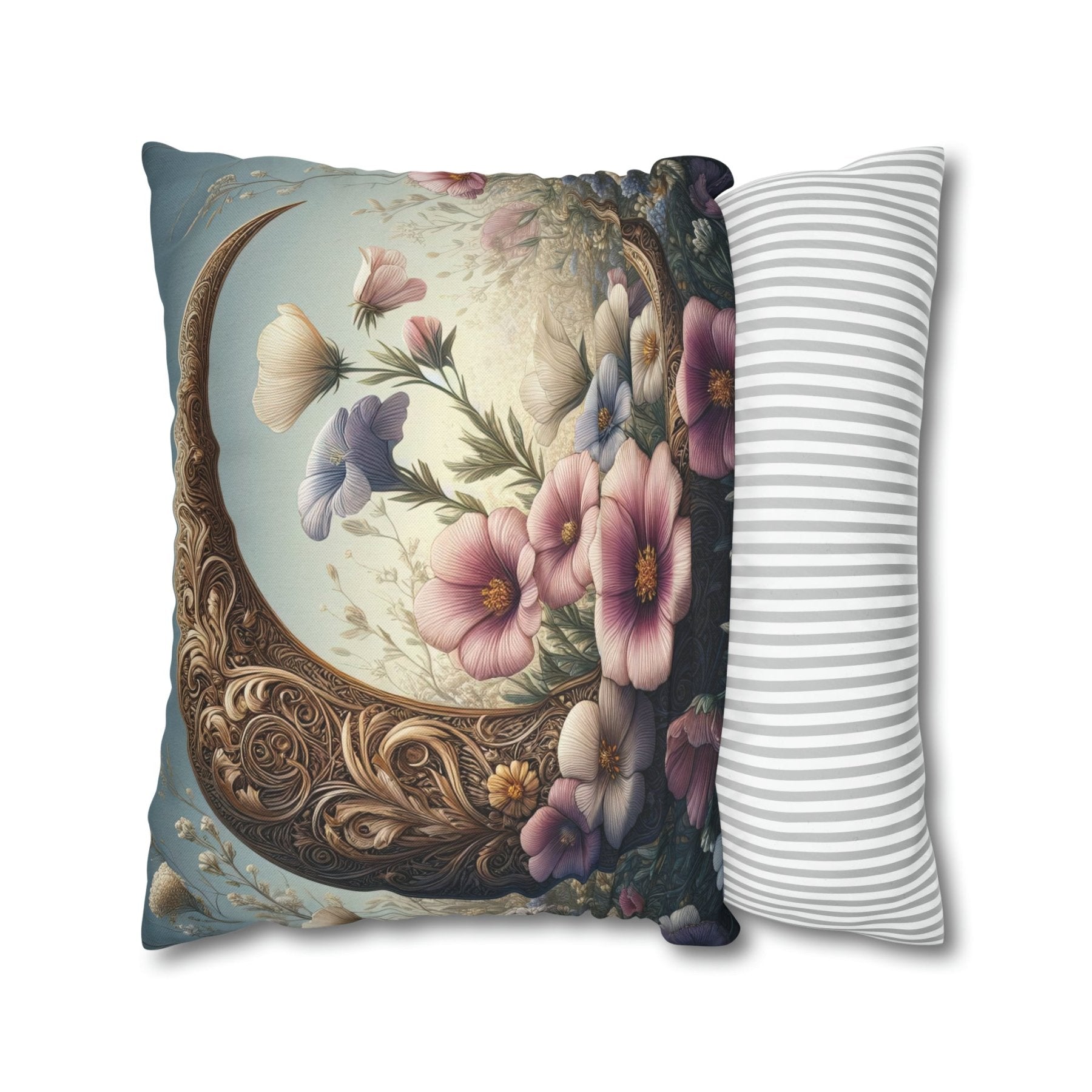 Moon & Flowers Throw Pillow Cover, Throw Pillow Case, Qty 1, (1) - Janlyn's Crafts