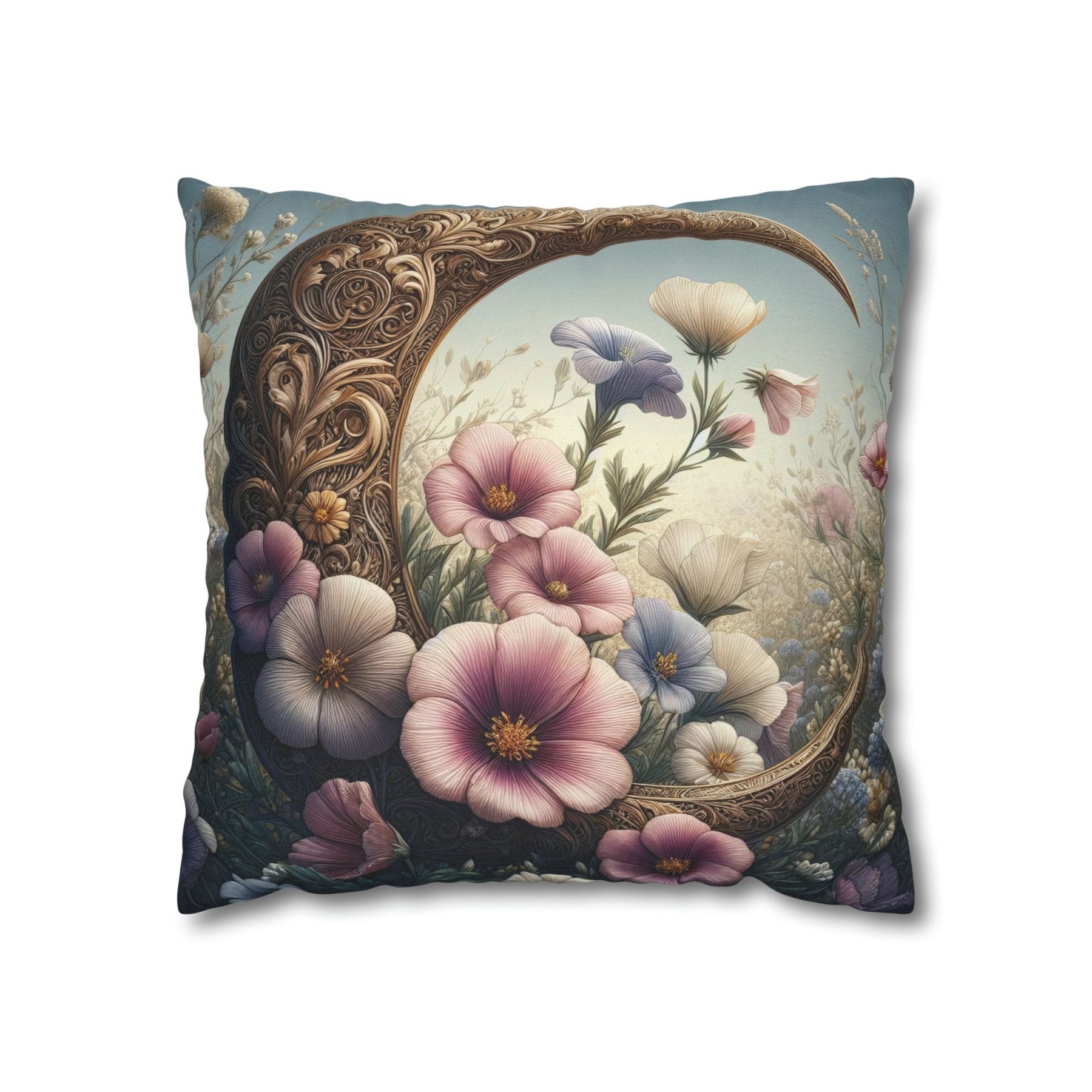 Moon & Flowers Throw Pillow Cover, Throw Pillow Case, Qty 1, (1) - Janlyn's Crafts