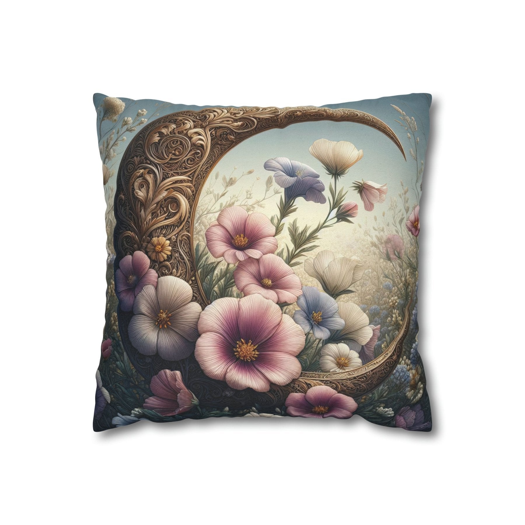 Moon & Flowers Throw Pillow Cover, Throw Pillow Case, Qty 1, (1) - Janlyn's Crafts