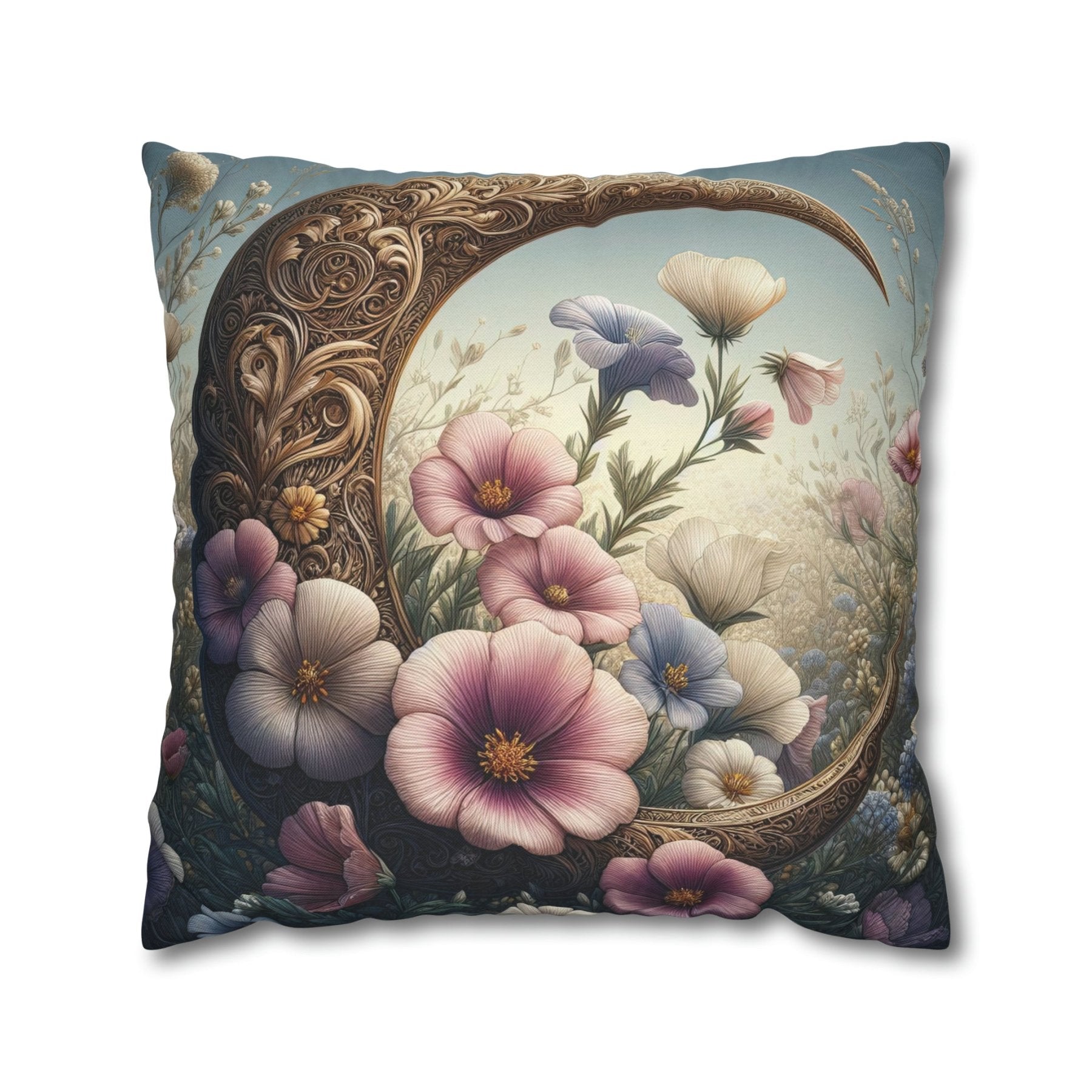 Moon & Flowers Throw Pillow Cover, Throw Pillow Case, Qty 1, (1) - Janlyn's Crafts