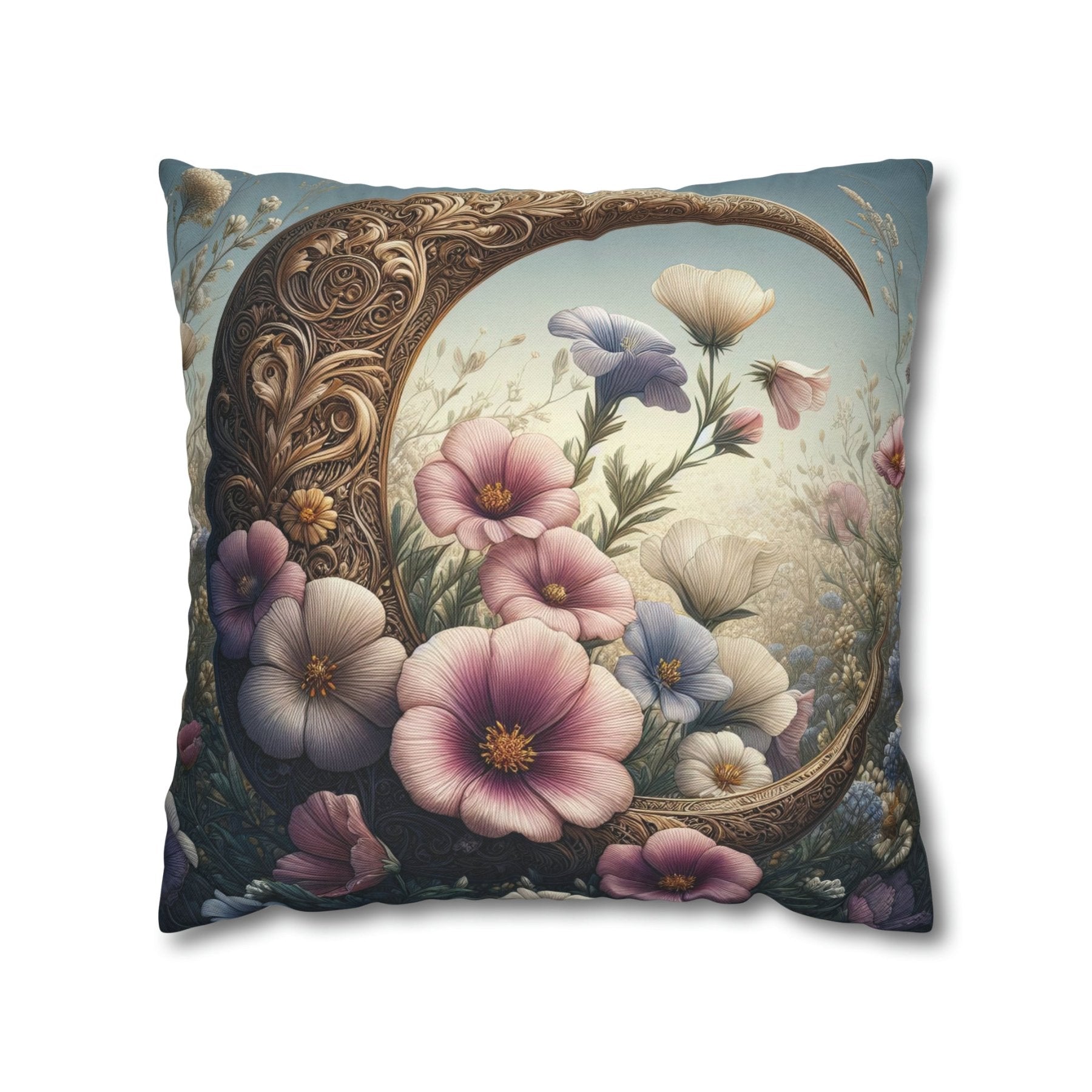 Moon & Flowers Throw Pillow Cover, Throw Pillow Case, Qty 1, (1) - Janlyn's Crafts