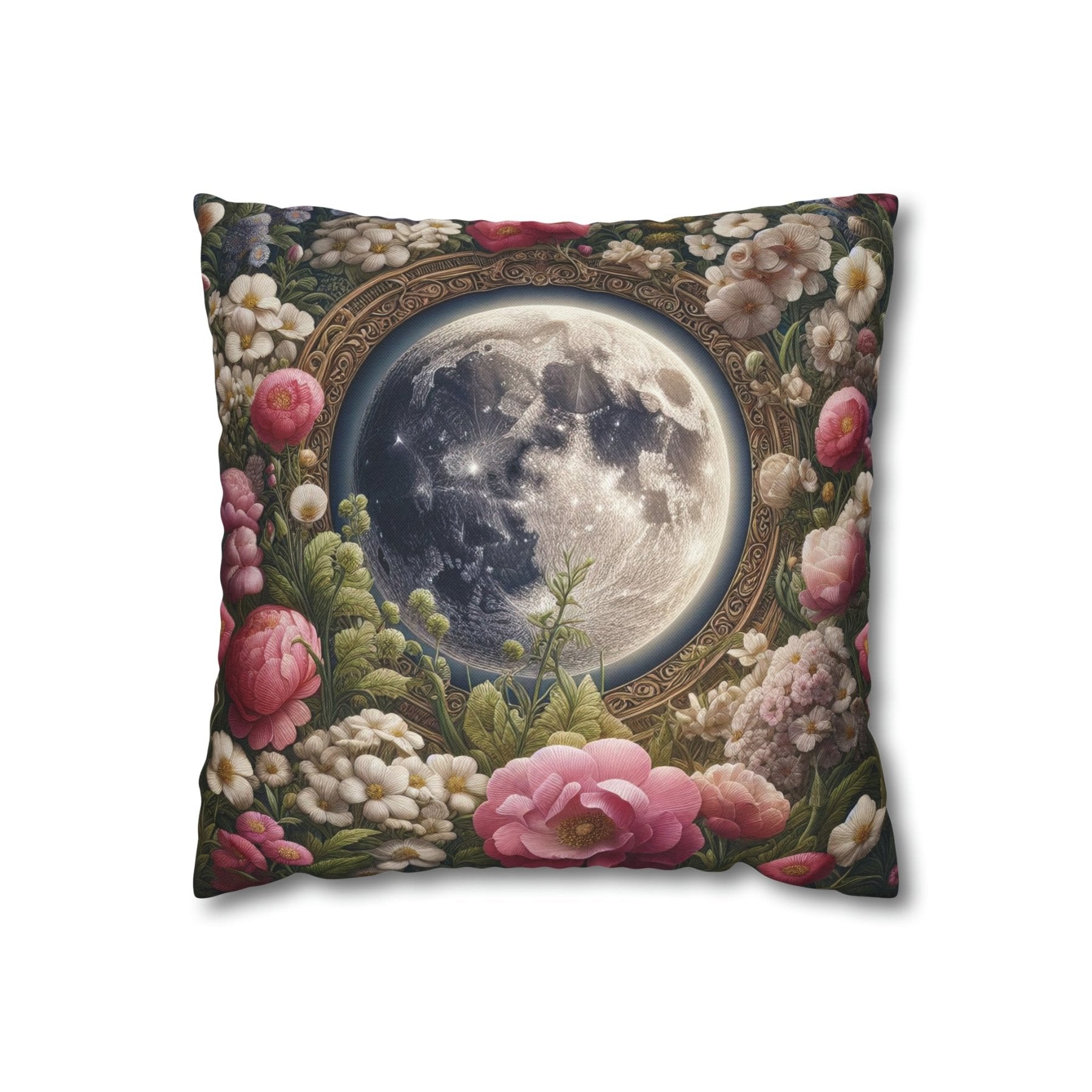 Moon & Flowers Throw Pillow Cover, Throw Pillow Case, Qty 1, (14) - Janlyn's Crafts