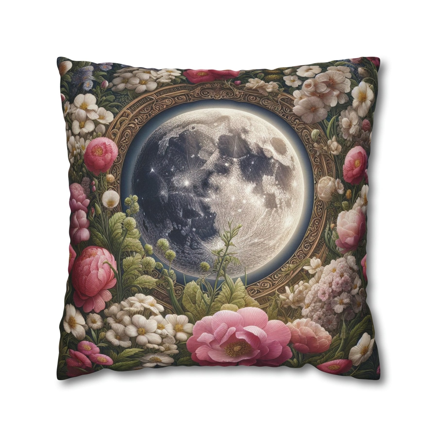 Moon & Flowers Throw Pillow Cover, Throw Pillow Case, Qty 1, (14) - Janlyn's Crafts