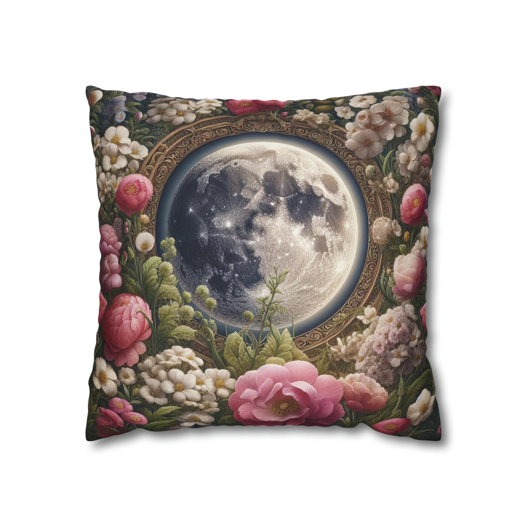 Moon & Flowers Throw Pillow Cover, Throw Pillow Case, Qty 1, (14) - Janlyn's Crafts