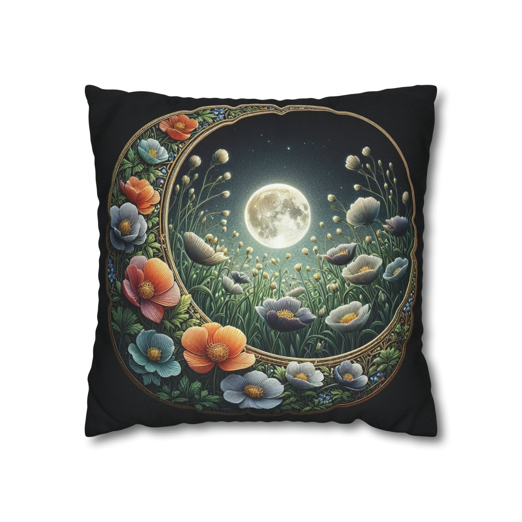 Moon & Flowers Throw Pillow Cover, Throw Pillow Case, Qty 1, (16) - Janlyn's Crafts