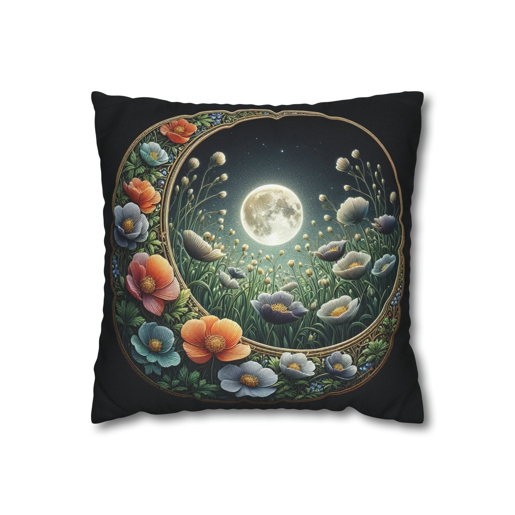 Moon & Flowers Throw Pillow Cover, Throw Pillow Case, Qty 1, (16) - Janlyn's Crafts