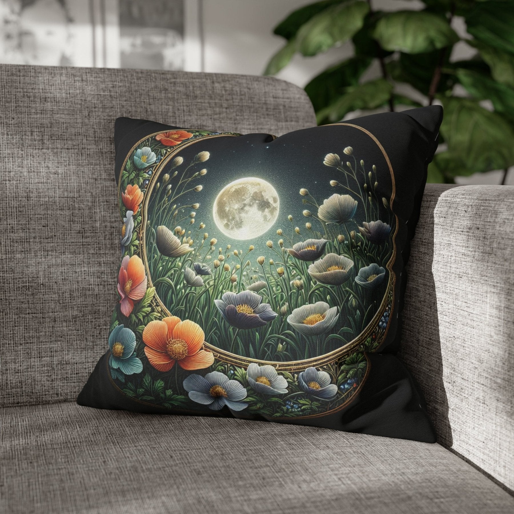 Moon & Flowers Throw Pillow Cover, Throw Pillow Case, Qty 1, (16) - Janlyn's Crafts