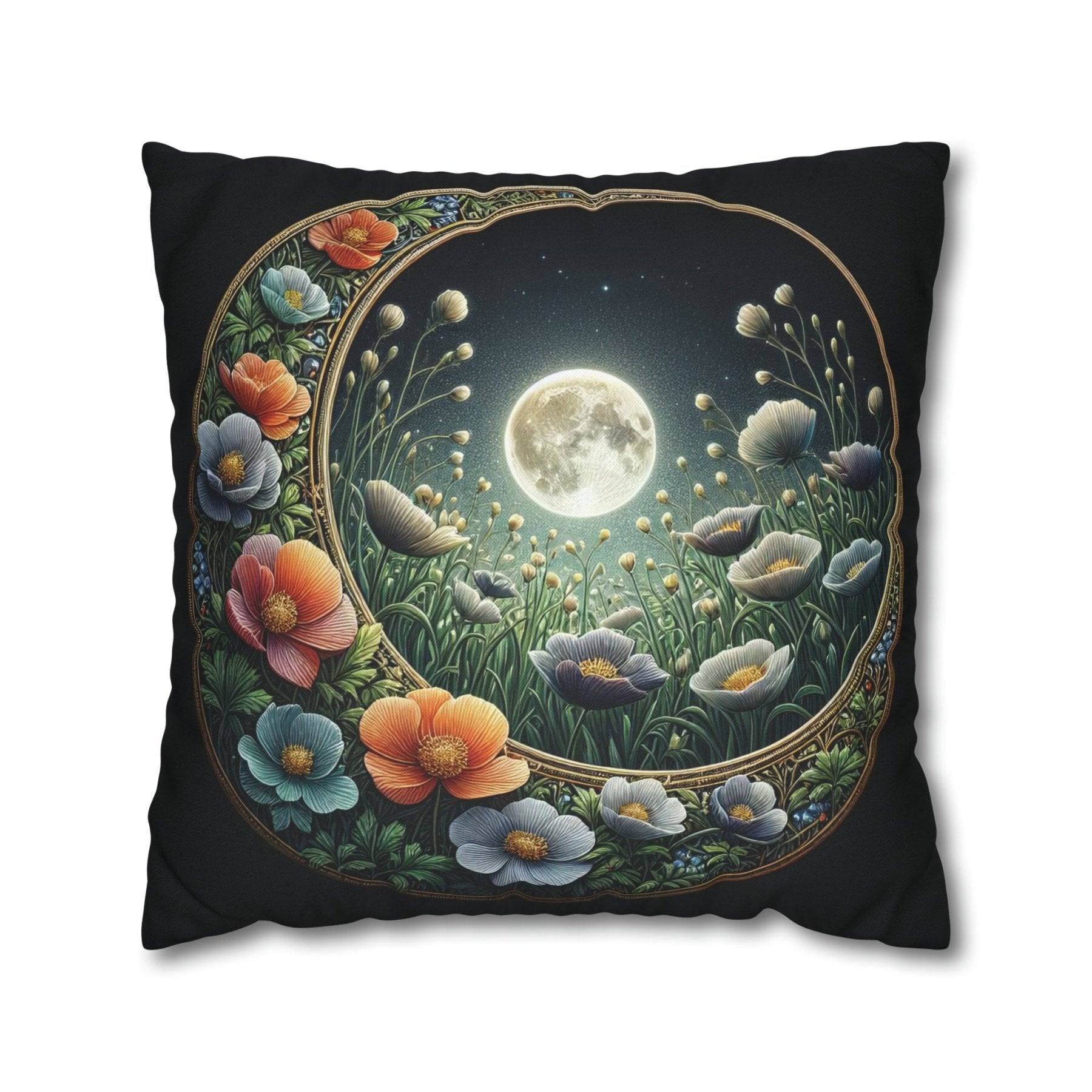 Moon & Flowers Throw Pillow Cover, Throw Pillow Case, Qty 1, (16) - Janlyn's Crafts