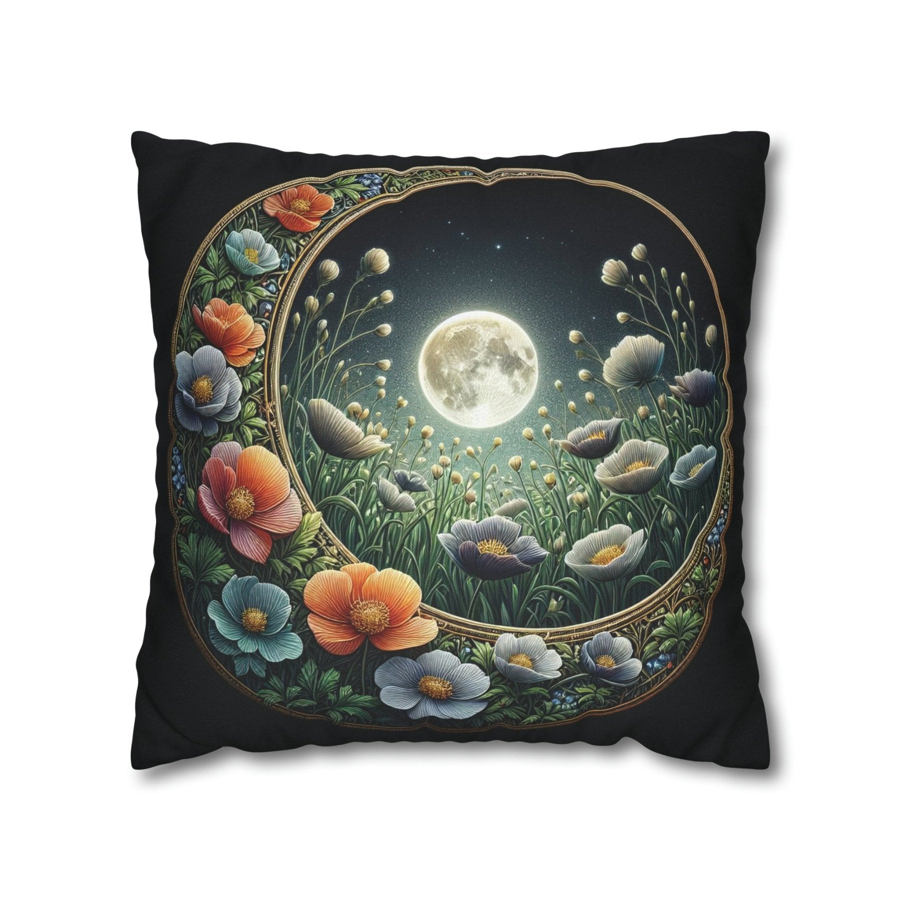 Moon & Flowers Throw Pillow Cover, Throw Pillow Case, Qty 1, (16) - Janlyn's Crafts