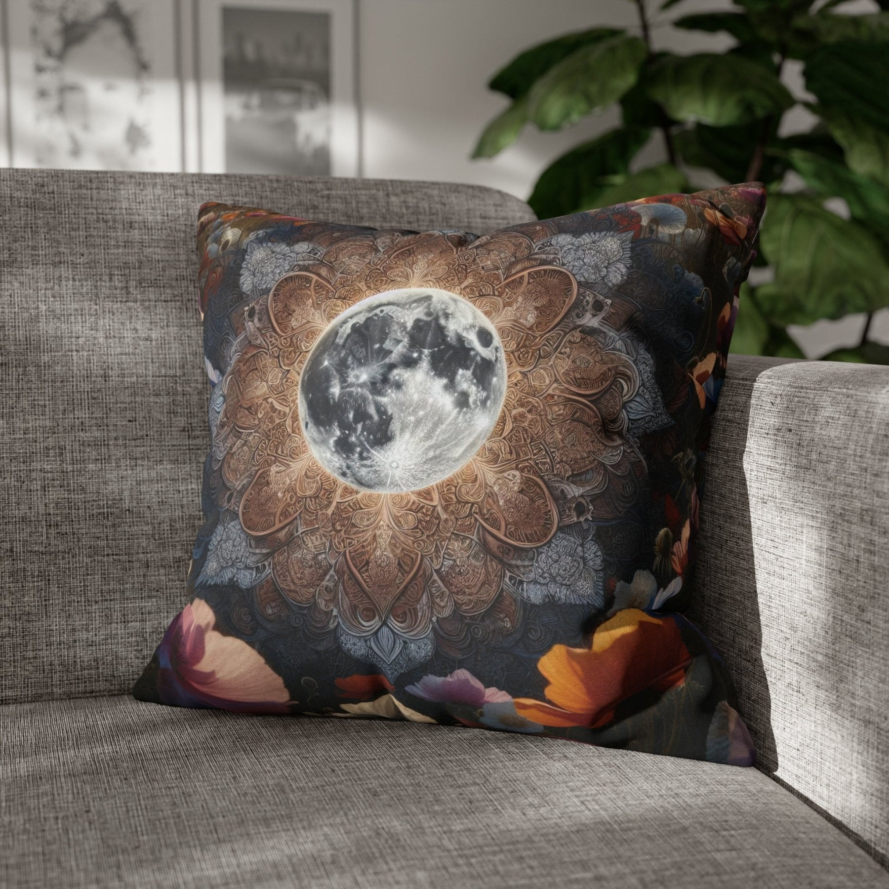 Moon & Flowers Throw Pillow Cover, Throw Pillow Case, Qty 1, (18) - Janlyn's Crafts