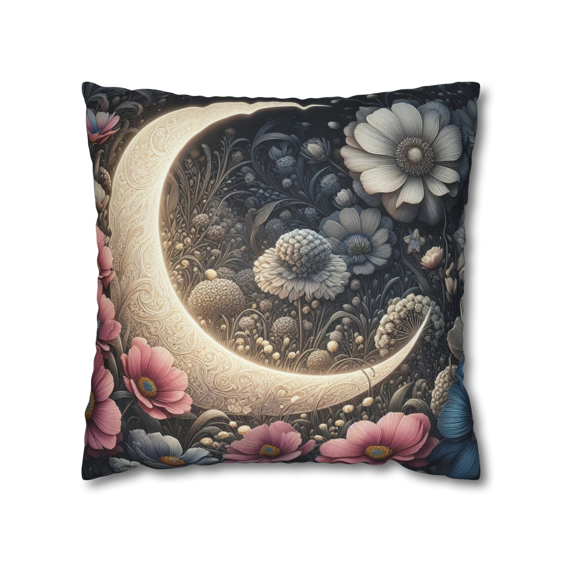 Moon & Flowers Throw Pillow Cover, Throw Pillow Case, Qty 1, (19) - Janlyn's Crafts