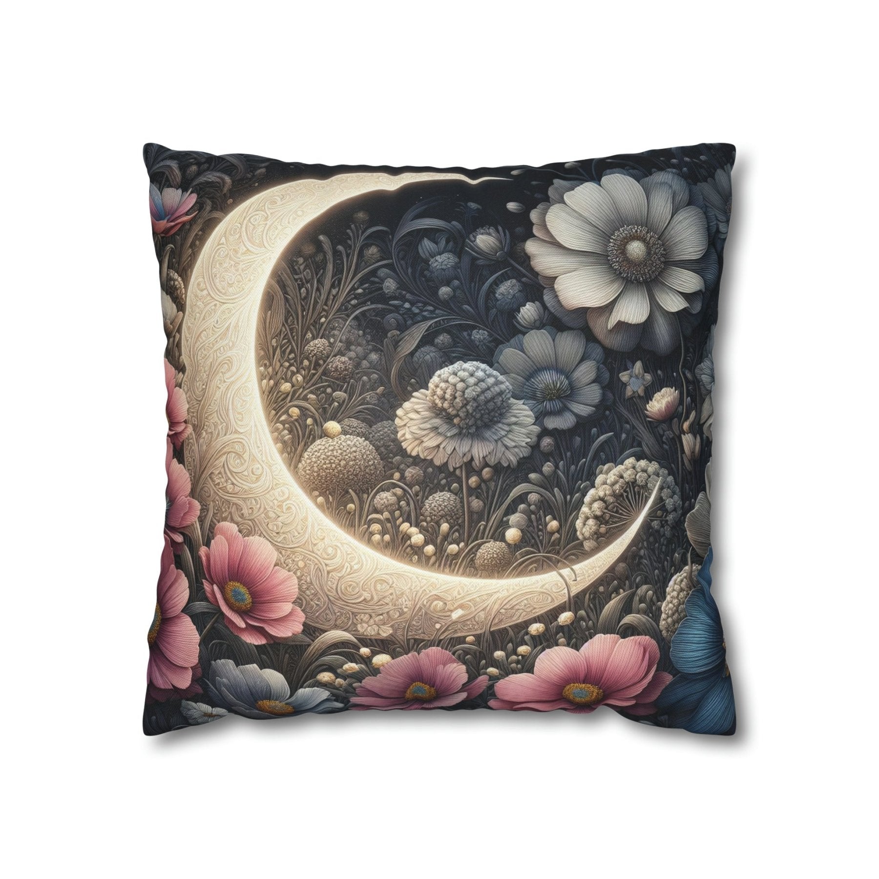 Moon & Flowers Throw Pillow Cover, Throw Pillow Case, Qty 1, (19) - Janlyn's Crafts