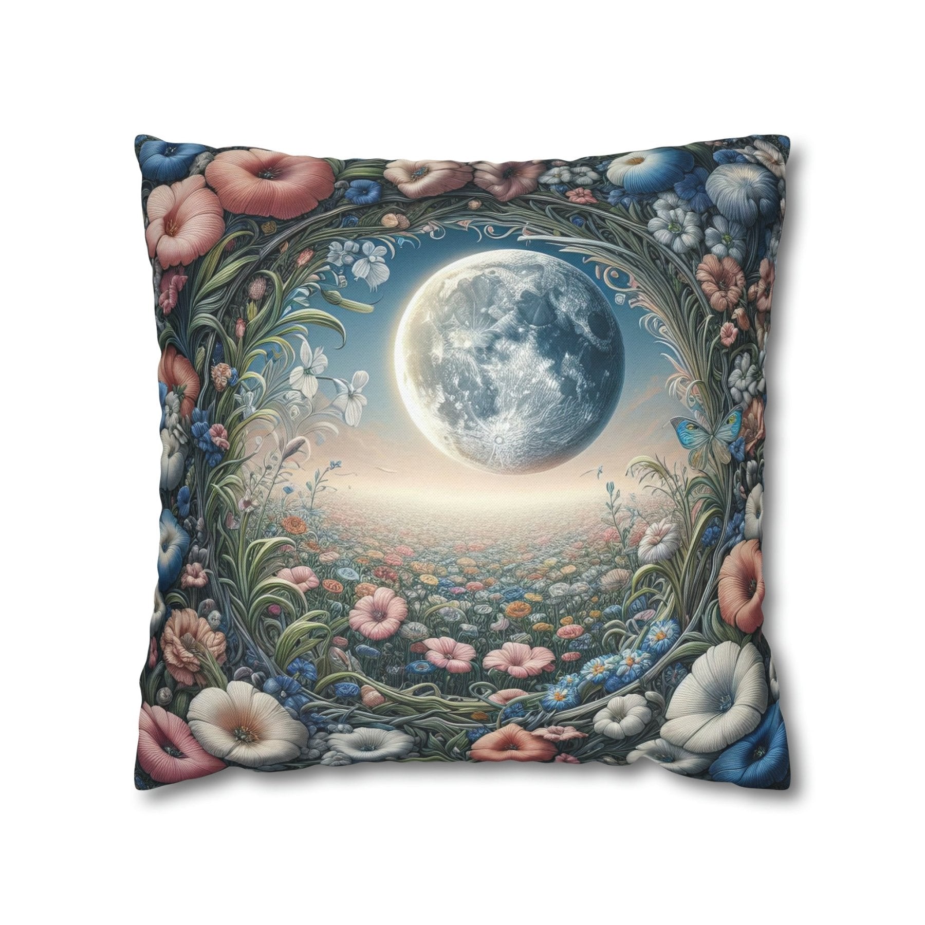 Moon & Flowers Throw Pillow Cover, Throw Pillow Case, Qty 1, (2) - Janlyn's Crafts