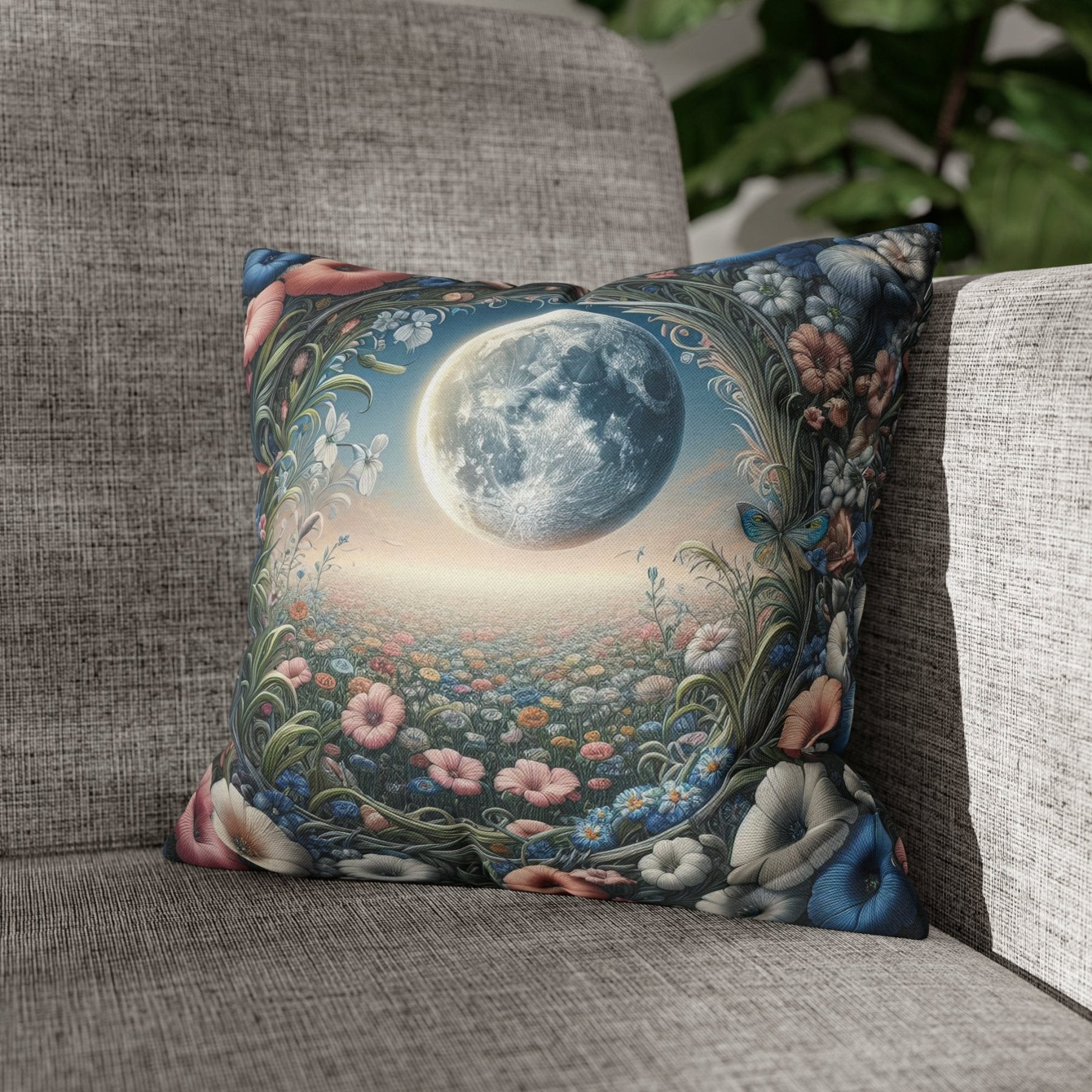 Moon & Flowers Throw Pillow Cover, Throw Pillow Case, Qty 1, (2) - Janlyn's Crafts