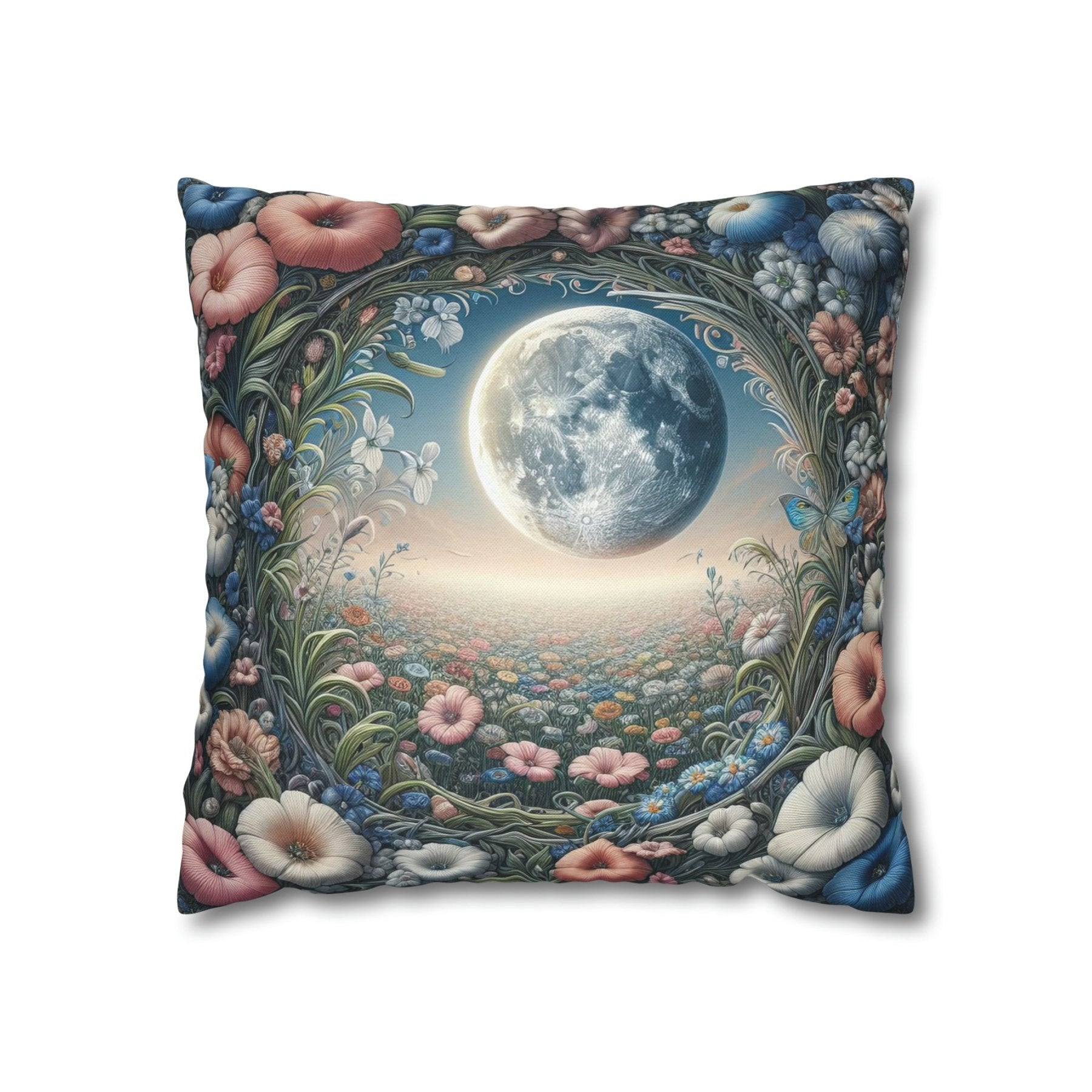 Moon & Flowers Throw Pillow Cover, Throw Pillow Case, Qty 1, (2) - Janlyn's Crafts