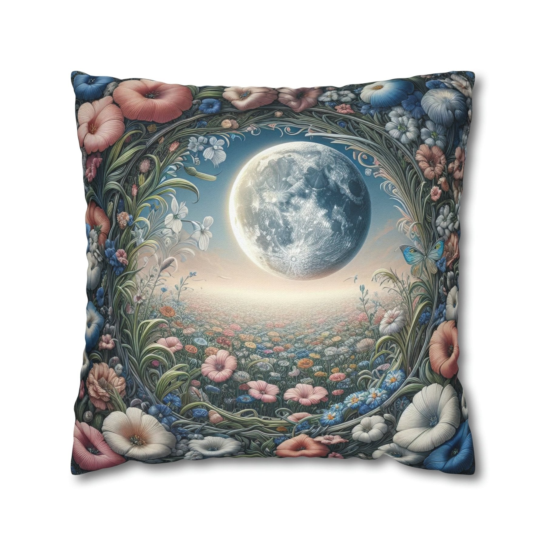 Moon & Flowers Throw Pillow Cover, Throw Pillow Case, Qty 1, (2) - Janlyn's Crafts